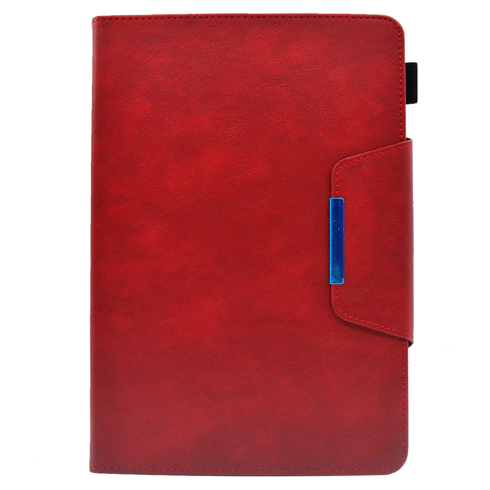 Tablet Case for Amazon Fire Max 11 , Card Holder Cowhide Texture PU Leather Stand Cover - Red