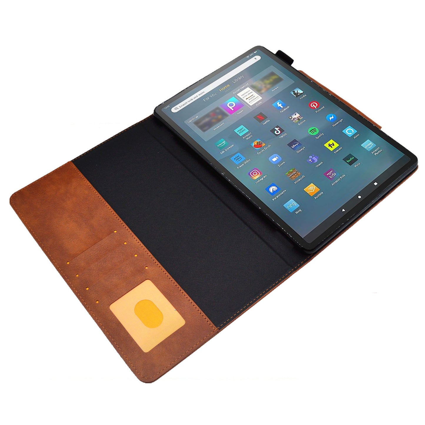 Tablet Case for Amazon Fire Max 11 , Card Holder Cowhide Texture PU Leather Stand Cover - Brown