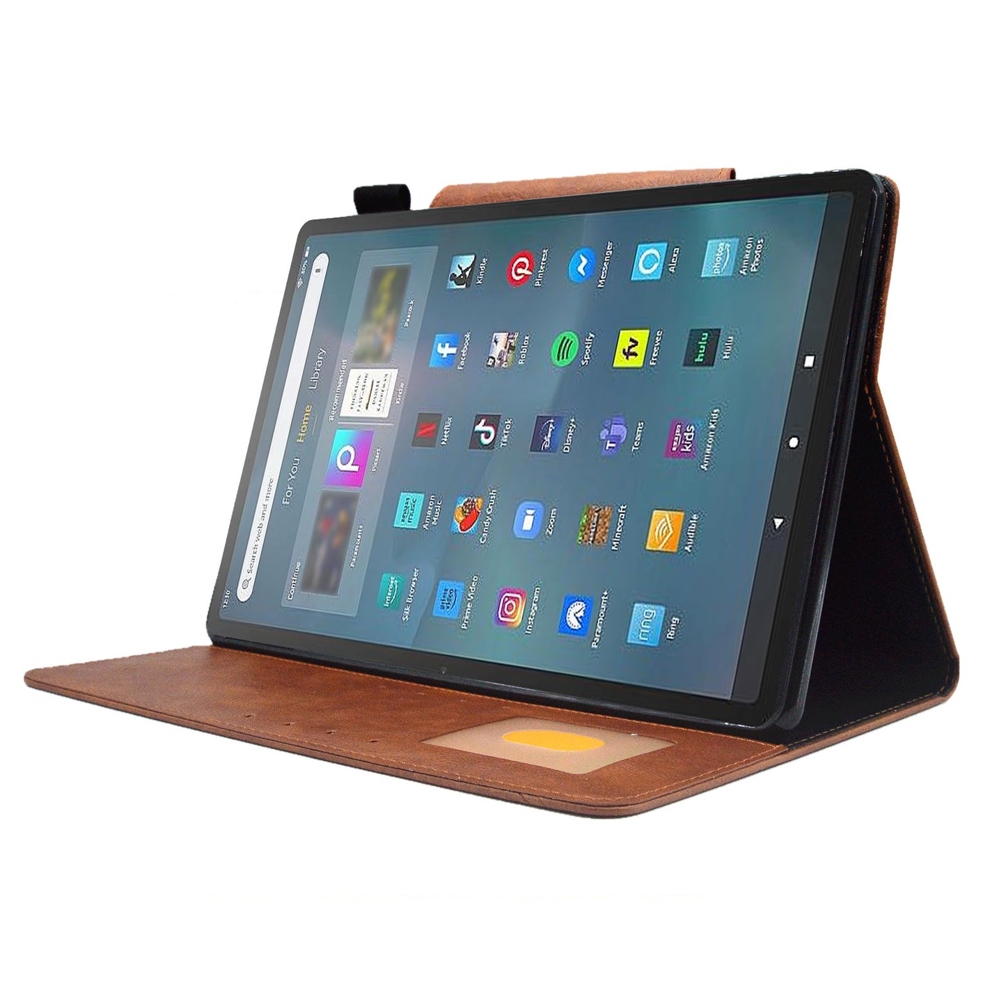 Tablet Case for Amazon Fire Max 11 , Card Holder Cowhide Texture PU Leather Stand Cover - Brown