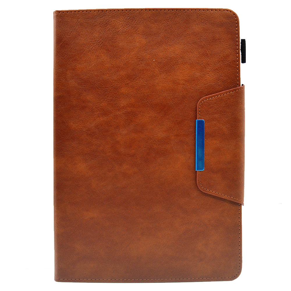 Tablet Case for Amazon Fire Max 11 , Card Holder Cowhide Texture PU Leather Stand Cover - Brown