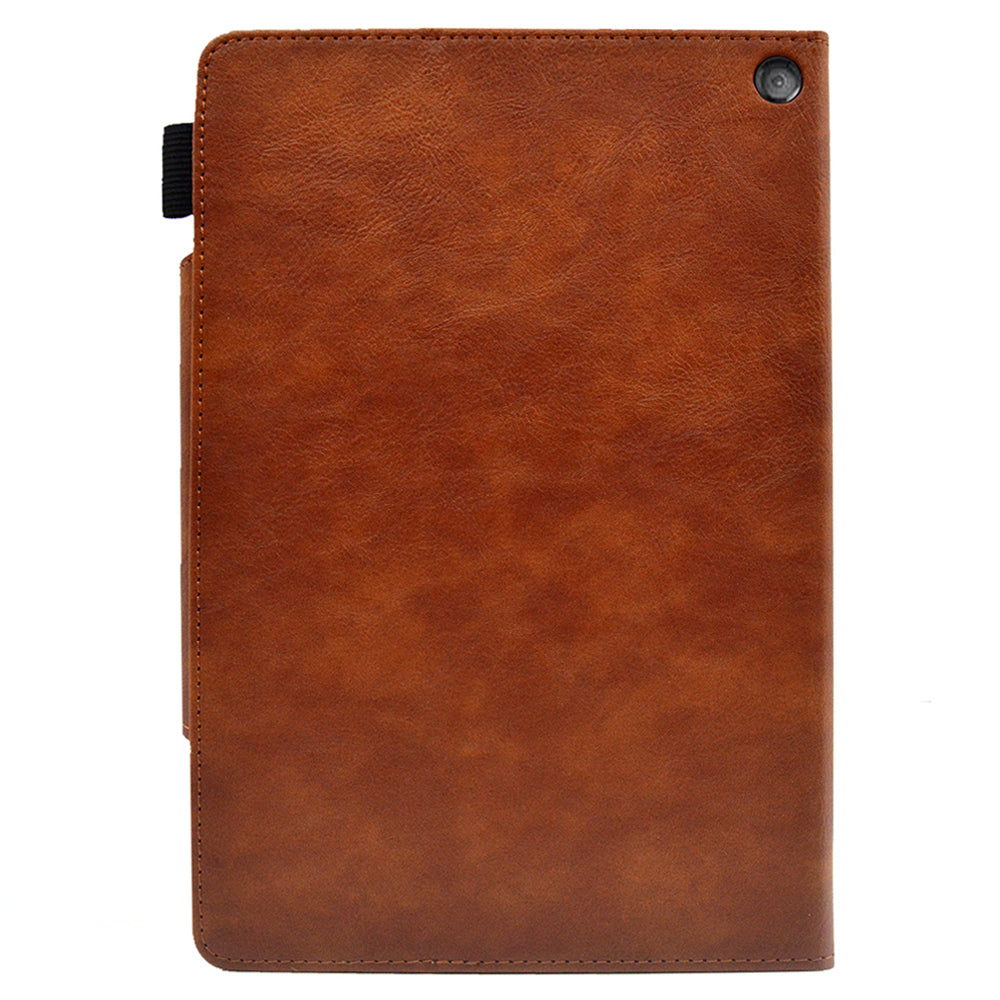 Tablet Case for Amazon Fire Max 11 , Card Holder Cowhide Texture PU Leather Stand Cover - Brown
