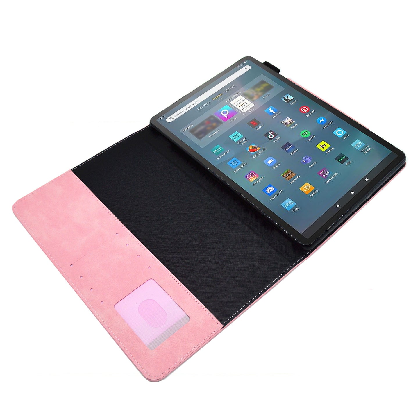 Tablet Case for Amazon Fire Max 11 , Card Holder Cowhide Texture PU Leather Stand Cover - Pink