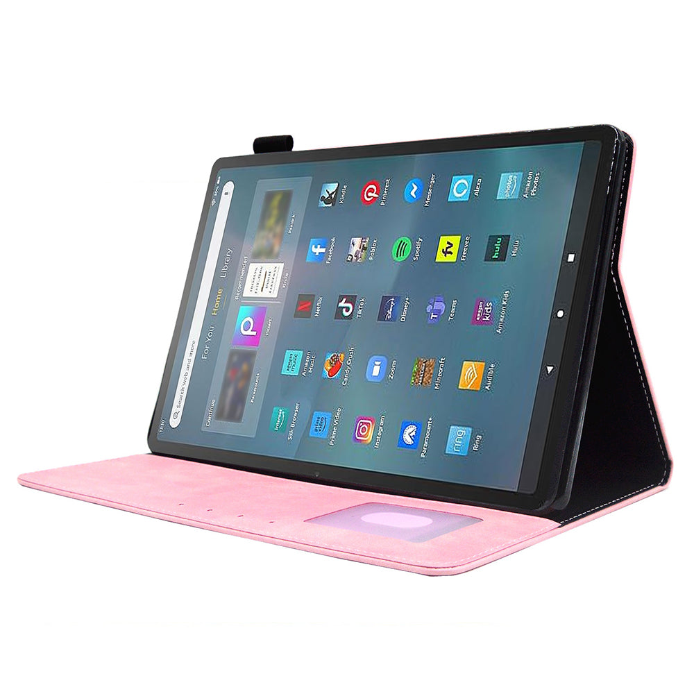 Tablet Case for Amazon Fire Max 11 , Card Holder Cowhide Texture PU Leather Stand Cover - Pink