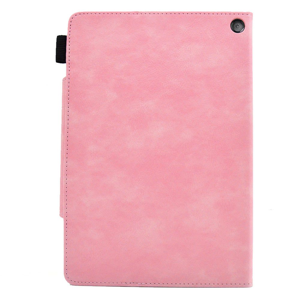 Tablet Case for Amazon Fire Max 11 , Card Holder Cowhide Texture PU Leather Stand Cover - Pink
