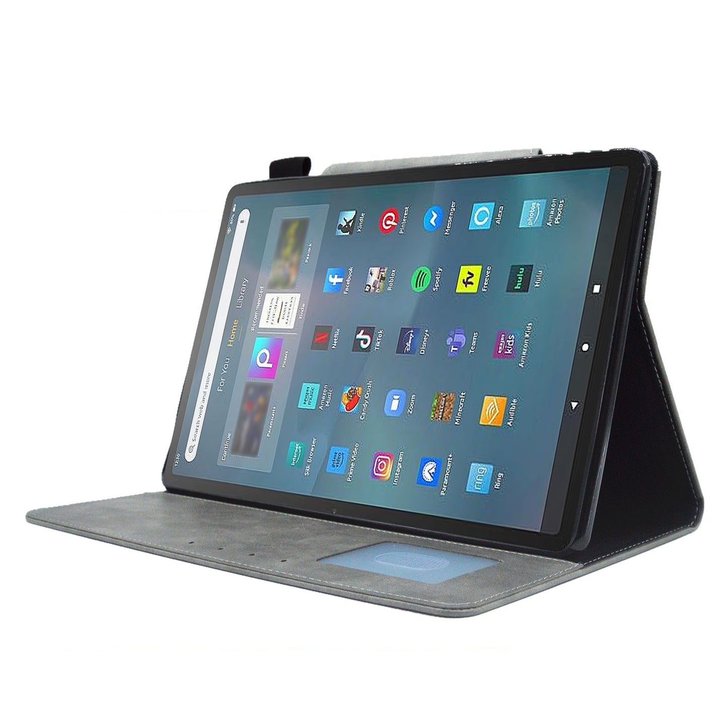 Tablet Case for Amazon Fire Max 11 , Card Holder Cowhide Texture PU Leather Stand Cover - Grey