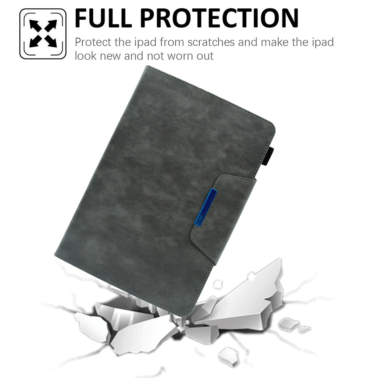 Tablet Case for Amazon Fire Max 11 , Card Holder Cowhide Texture PU Leather Stand Cover - Grey