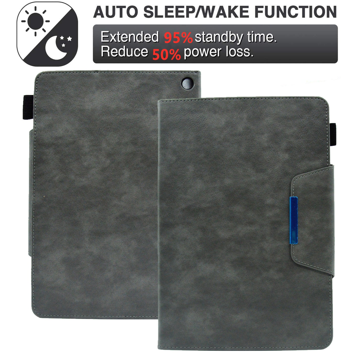 Tablet Case for Amazon Fire Max 11 , Card Holder Cowhide Texture PU Leather Stand Cover - Grey