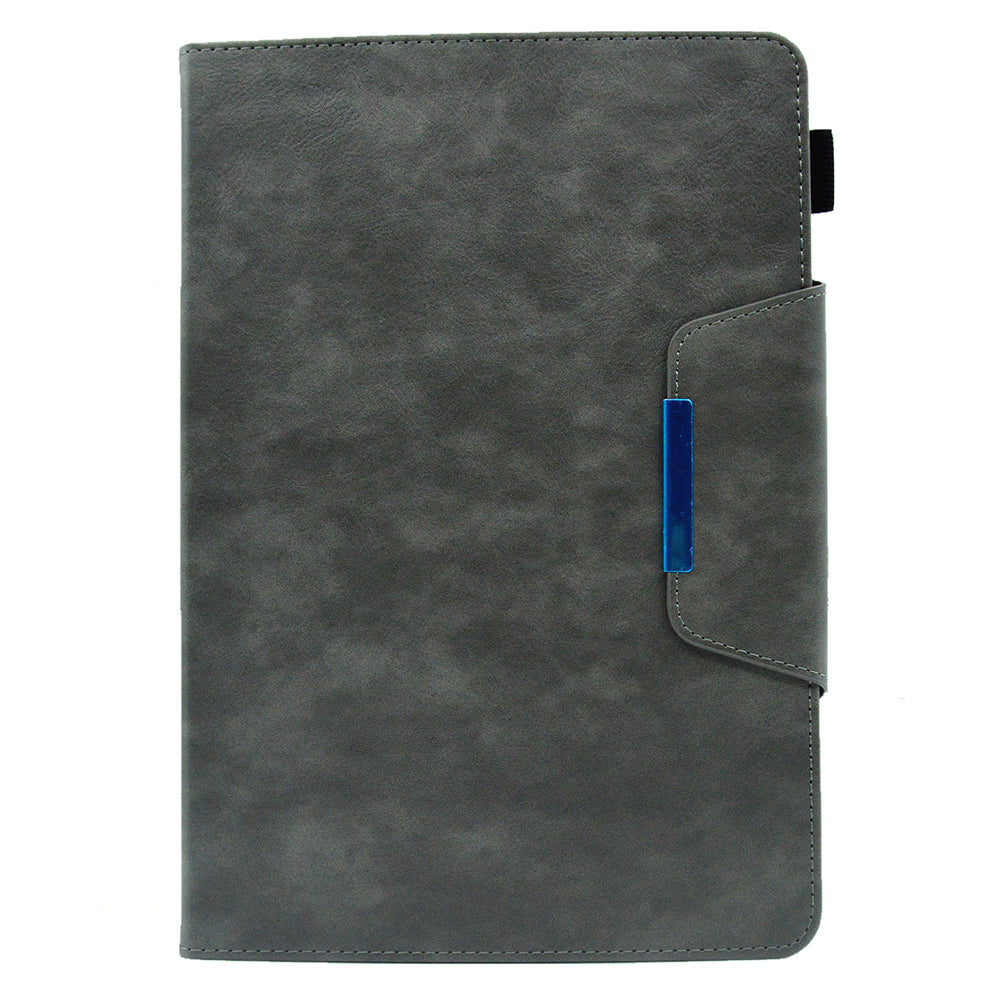 Tablet Case for Amazon Fire Max 11 , Card Holder Cowhide Texture PU Leather Stand Cover - Grey