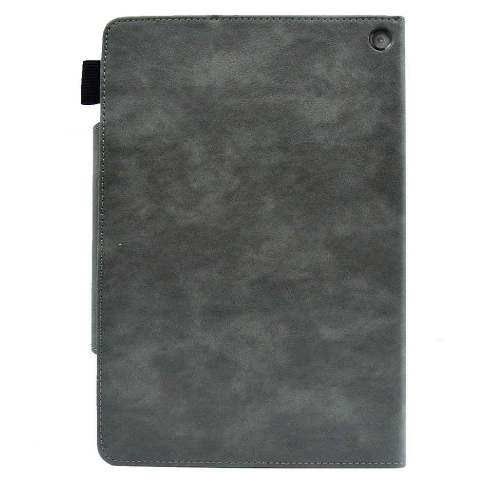 Tablet Case for Amazon Fire Max 11 , Card Holder Cowhide Texture PU Leather Stand Cover - Grey