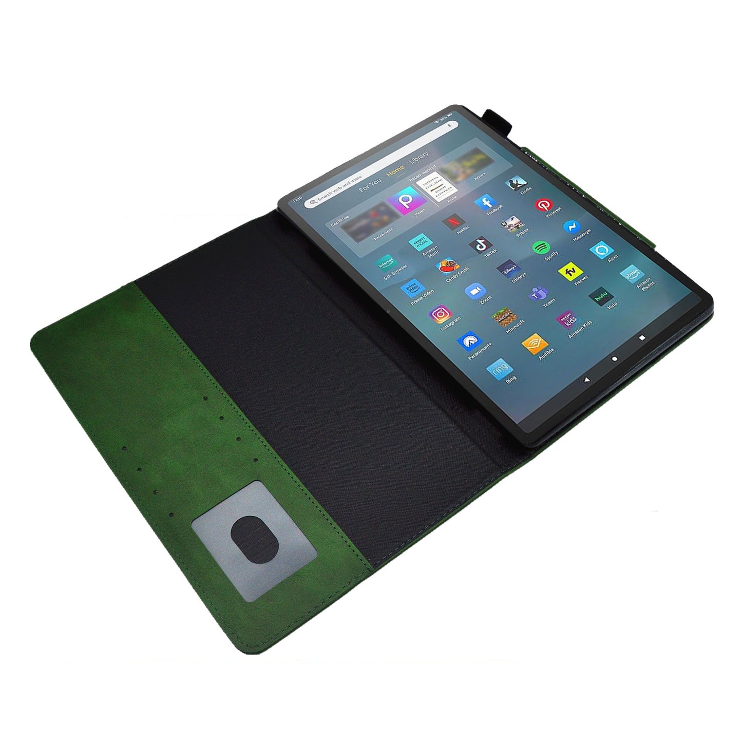 Tablet Case for Amazon Fire Max 11 , Card Holder Cowhide Texture PU Leather Stand Cover - Green
