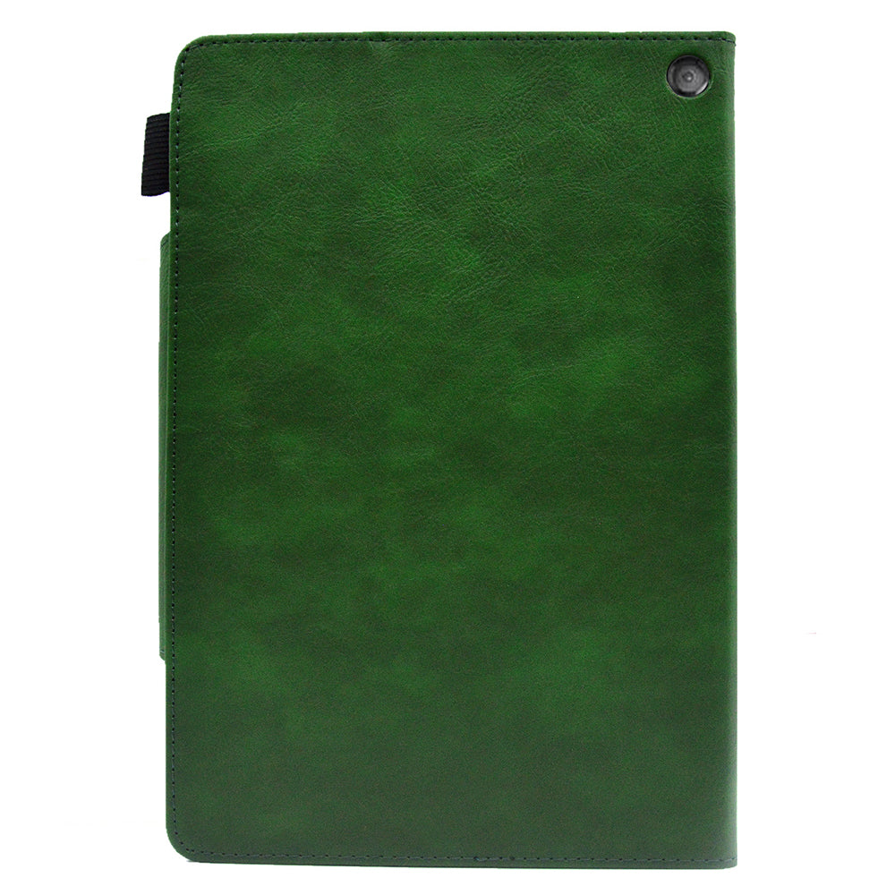 Tablet Case for Amazon Fire Max 11 , Card Holder Cowhide Texture PU Leather Stand Cover - Green