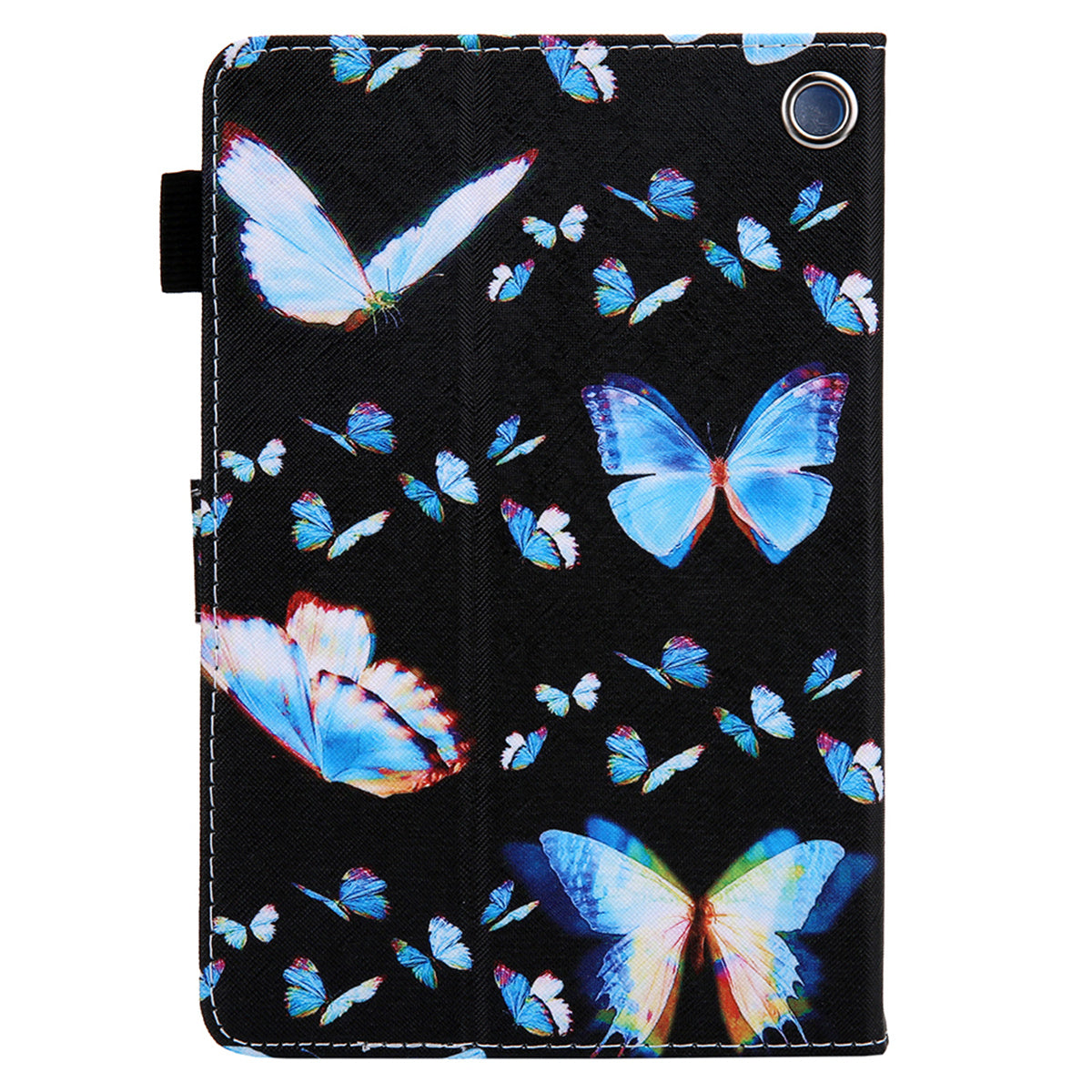 Uniqkart for Amazon Fire Max 11 Stand Tablet Leather Case Cross Texture Card Holder Pattern Printing Cover - Blue Butterflies