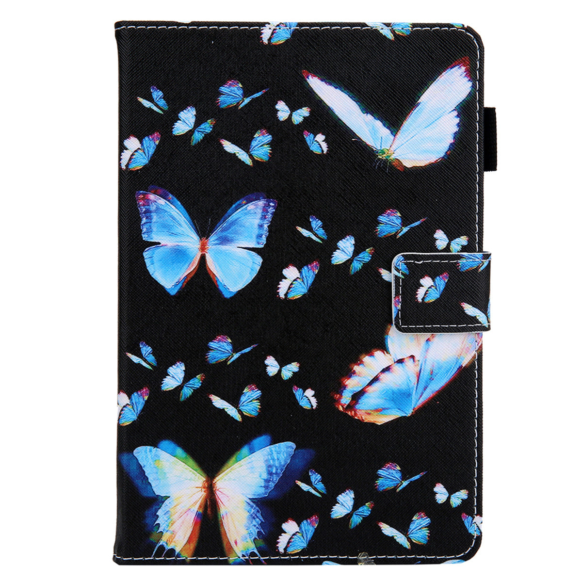 Uniqkart for Amazon Fire Max 11 Stand Tablet Leather Case Cross Texture Card Holder Pattern Printing Cover - Blue Butterflies