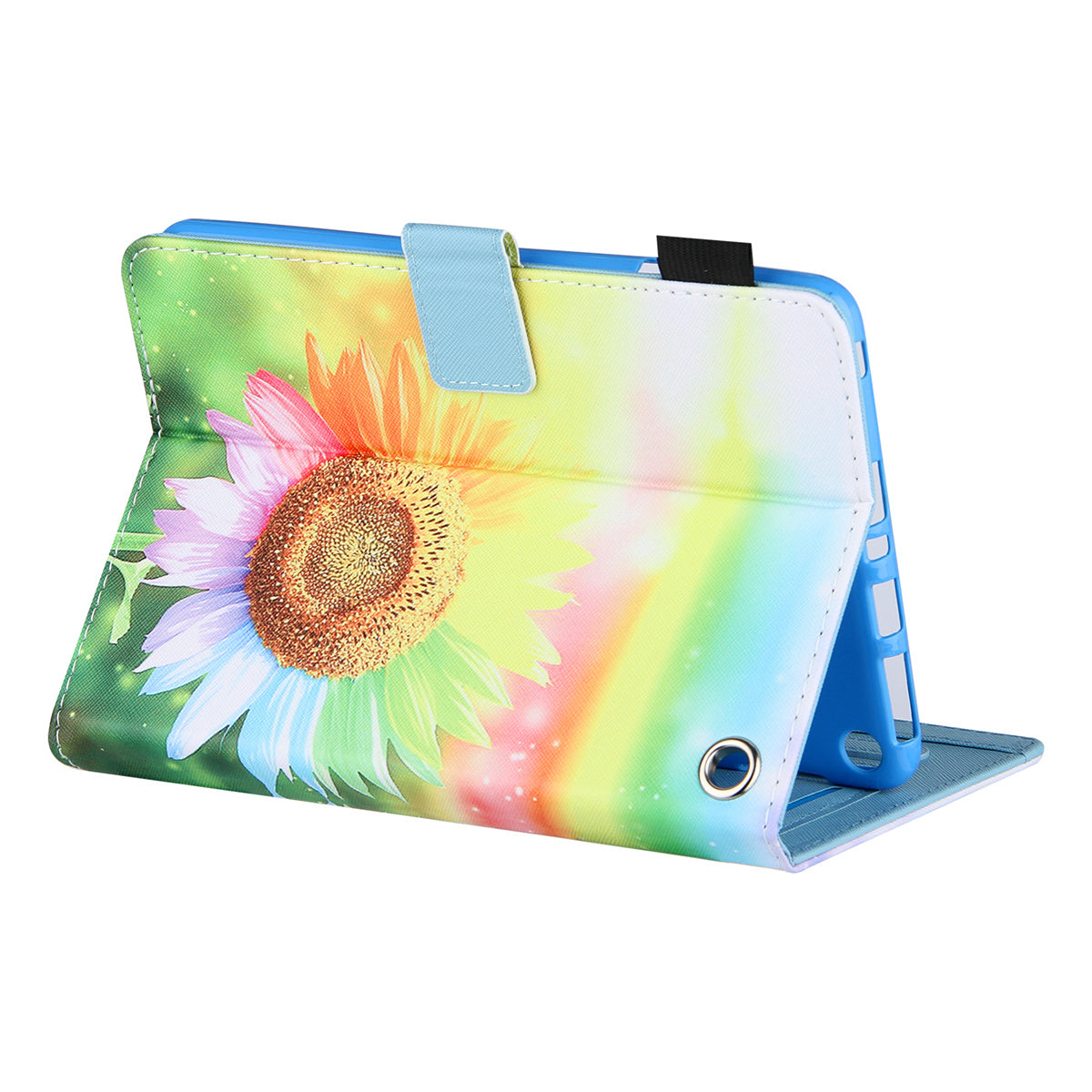 Uniqkart for Amazon Fire Max 11 Stand Tablet Leather Case Cross Texture Card Holder Pattern Printing Cover - Sunflower