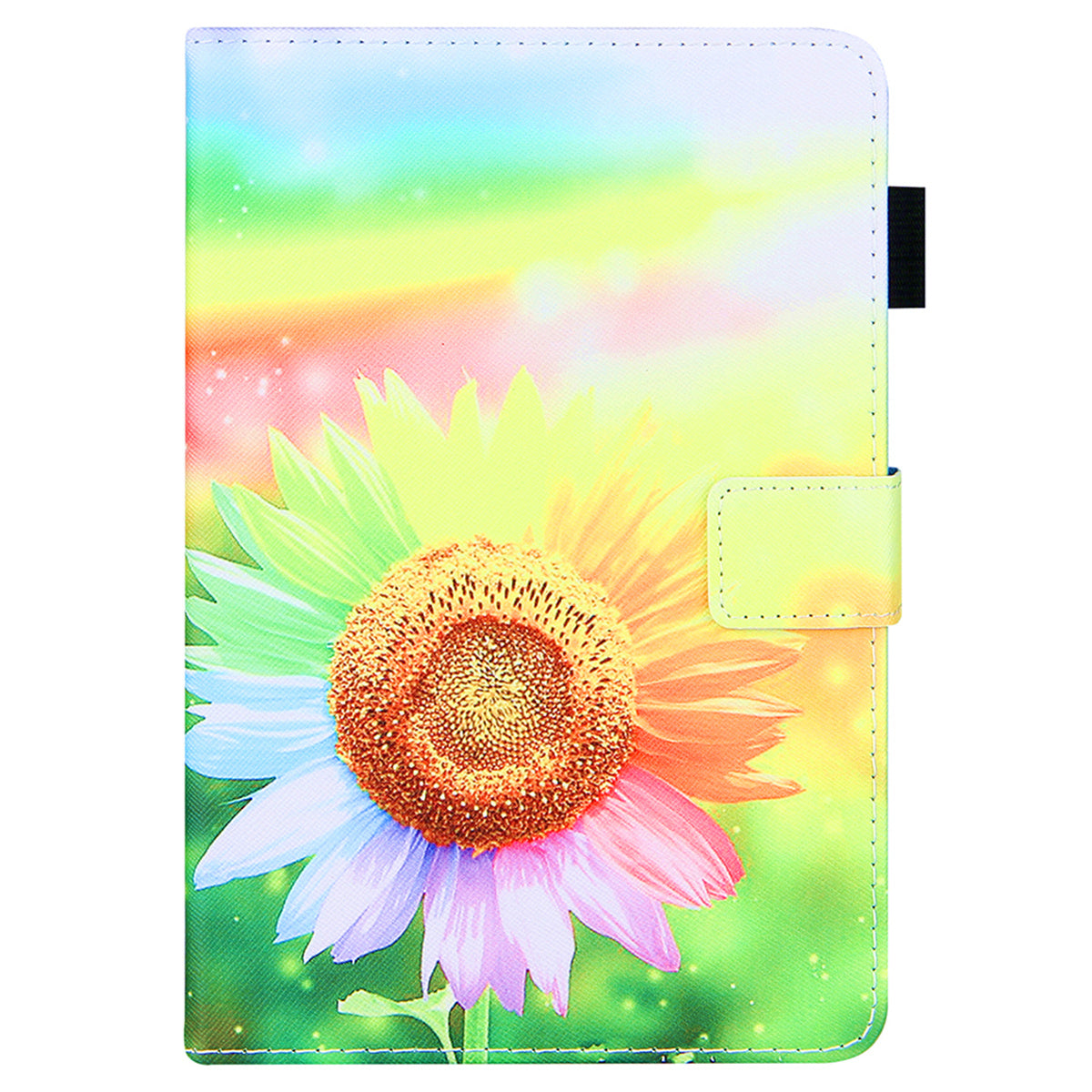 Uniqkart for Amazon Fire Max 11 Stand Tablet Leather Case Cross Texture Card Holder Pattern Printing Cover - Sunflower