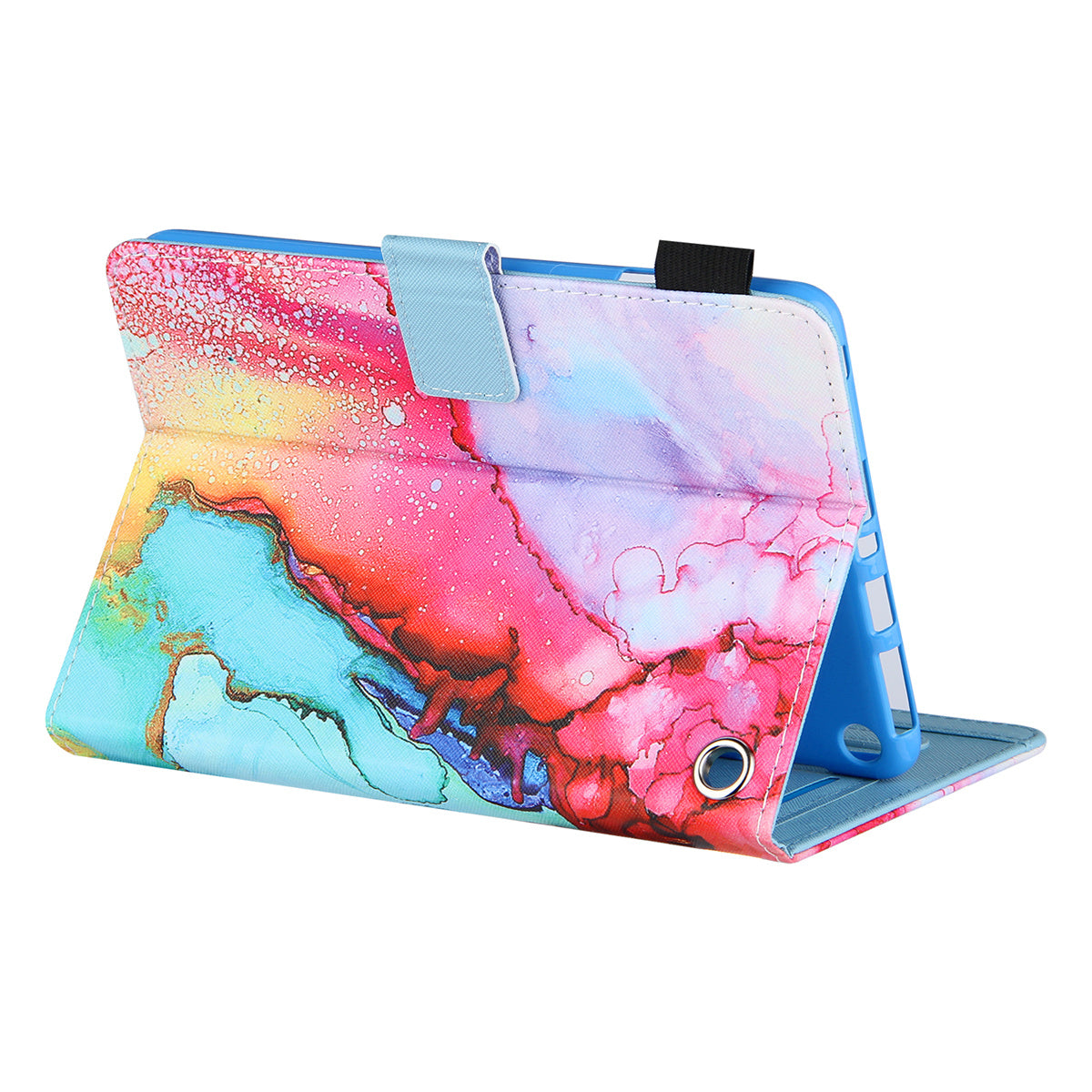 Uniqkart for Amazon Fire Max 11 Stand Tablet Leather Case Cross Texture Card Holder Pattern Printing Cover - Colorful Painting