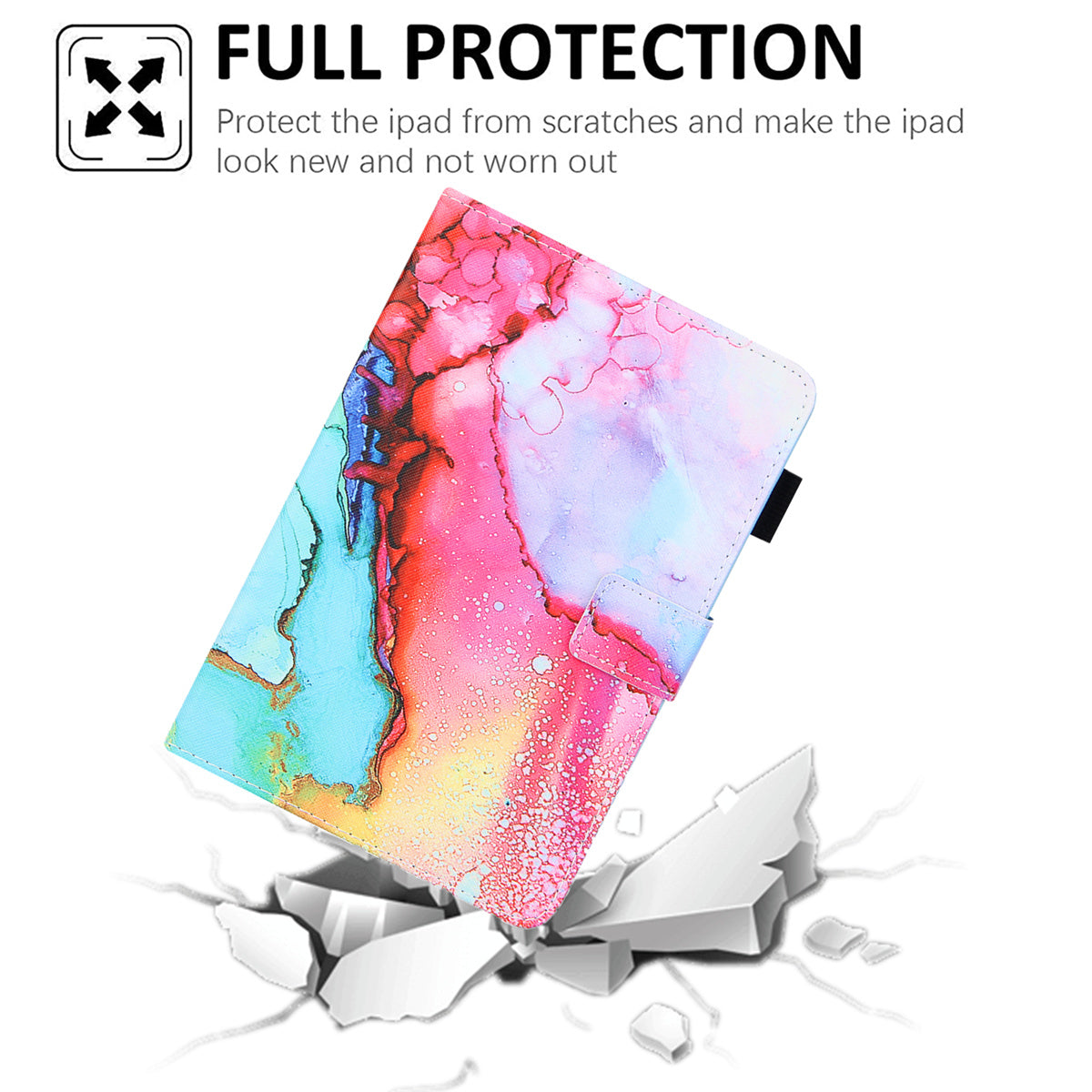 Uniqkart for Amazon Fire Max 11 Stand Tablet Leather Case Cross Texture Card Holder Pattern Printing Cover - Colorful Painting