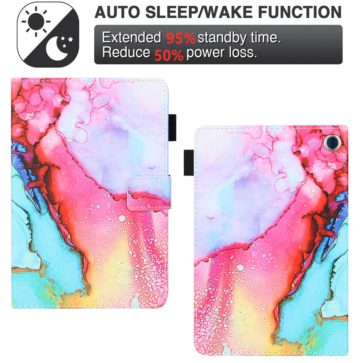 Uniqkart for Amazon Fire Max 11 Stand Tablet Leather Case Cross Texture Card Holder Pattern Printing Cover - Colorful Painting