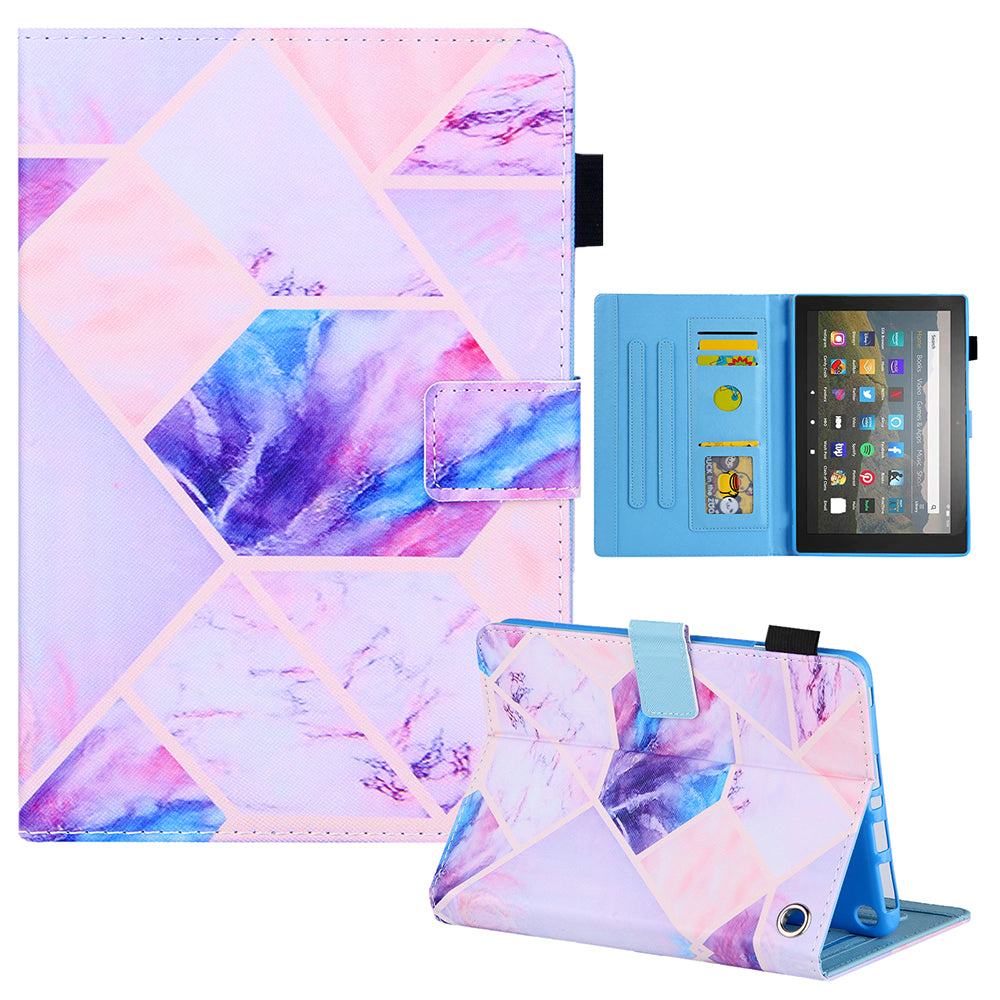 Uniqkart for Amazon Fire Max 11 Stand Tablet Leather Case Cross Texture Card Holder Pattern Printing Cover - Colorful Splicing
