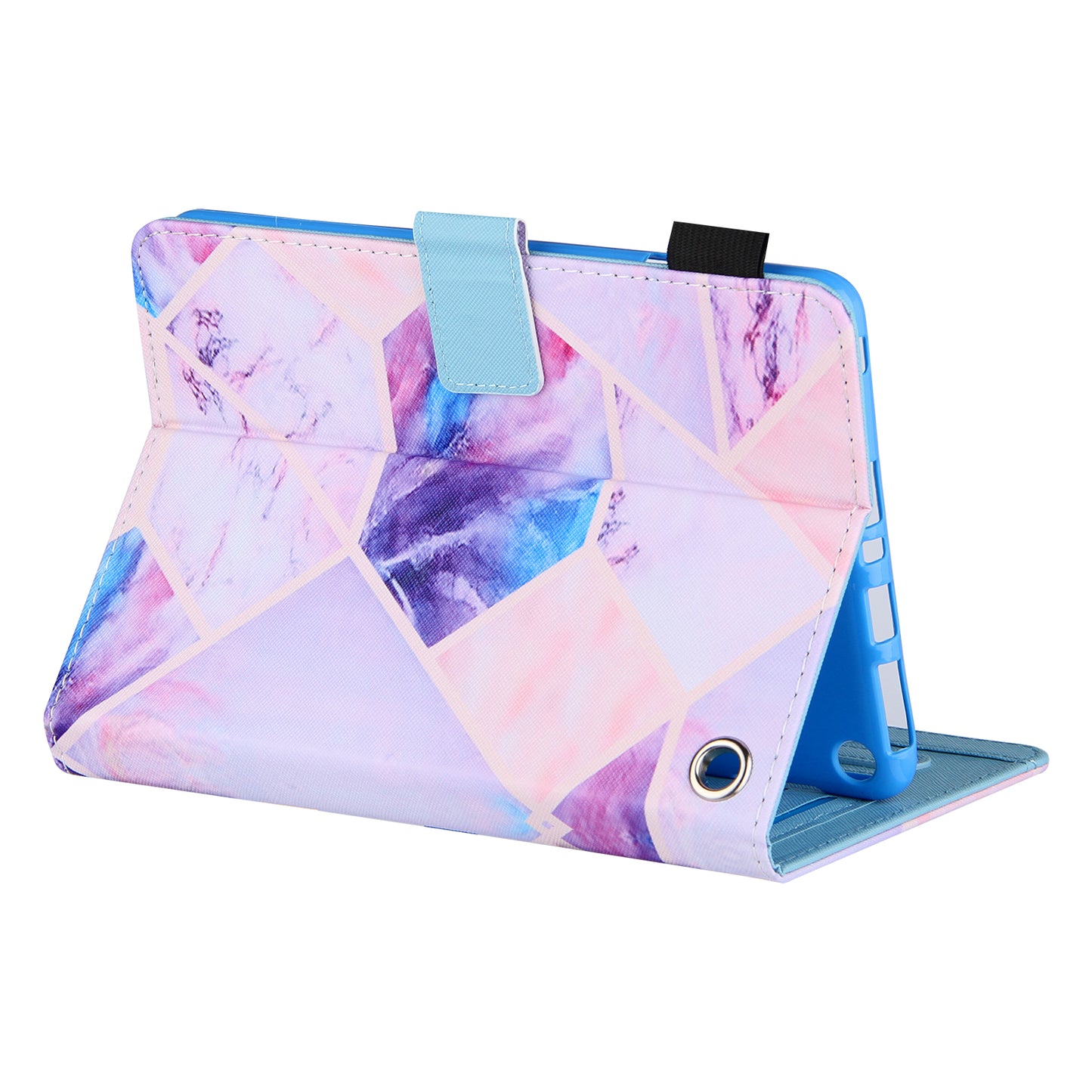 Uniqkart for Amazon Fire Max 11 Stand Tablet Leather Case Cross Texture Card Holder Pattern Printing Cover - Colorful Splicing