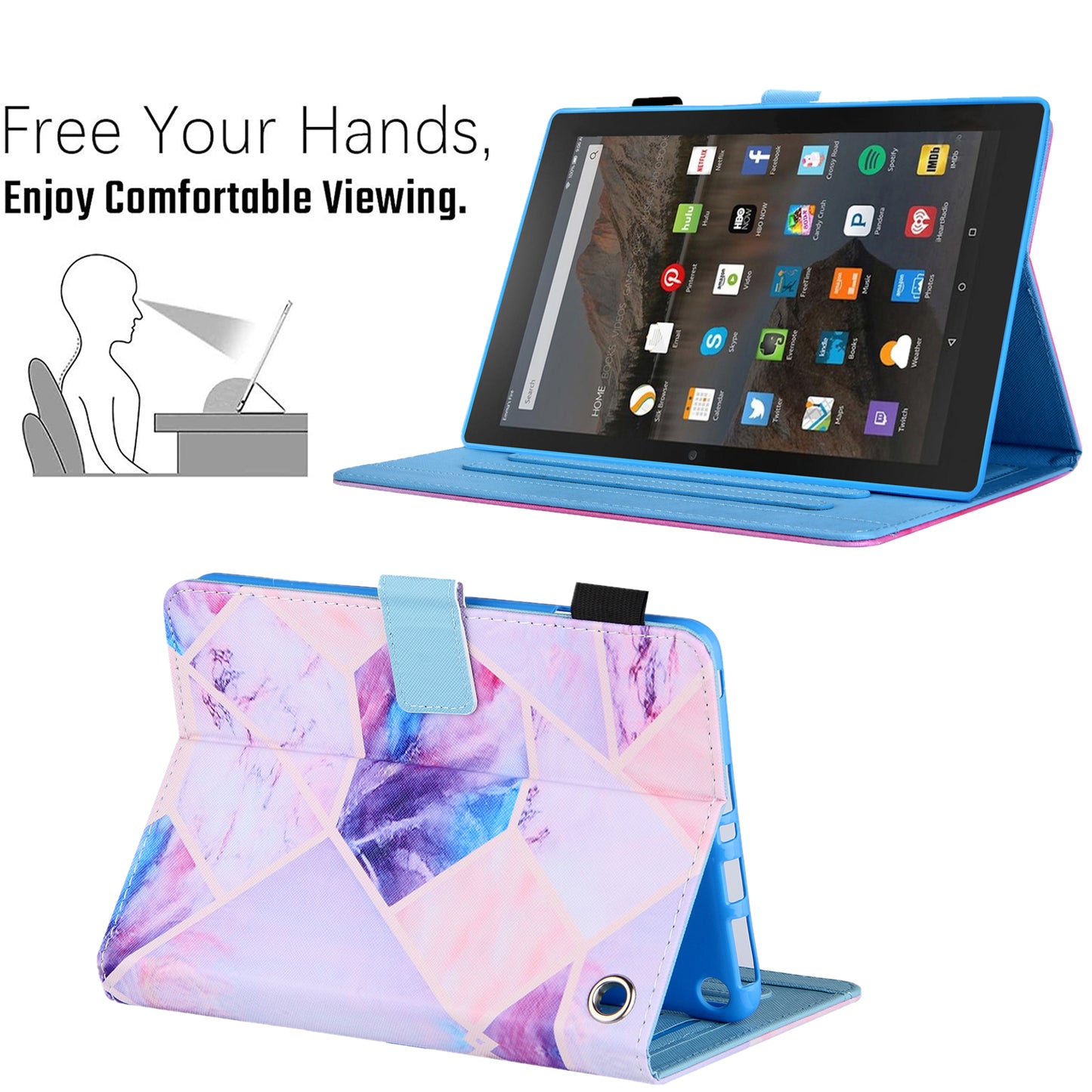 Uniqkart for Amazon Fire Max 11 Stand Tablet Leather Case Cross Texture Card Holder Pattern Printing Cover - Colorful Splicing
