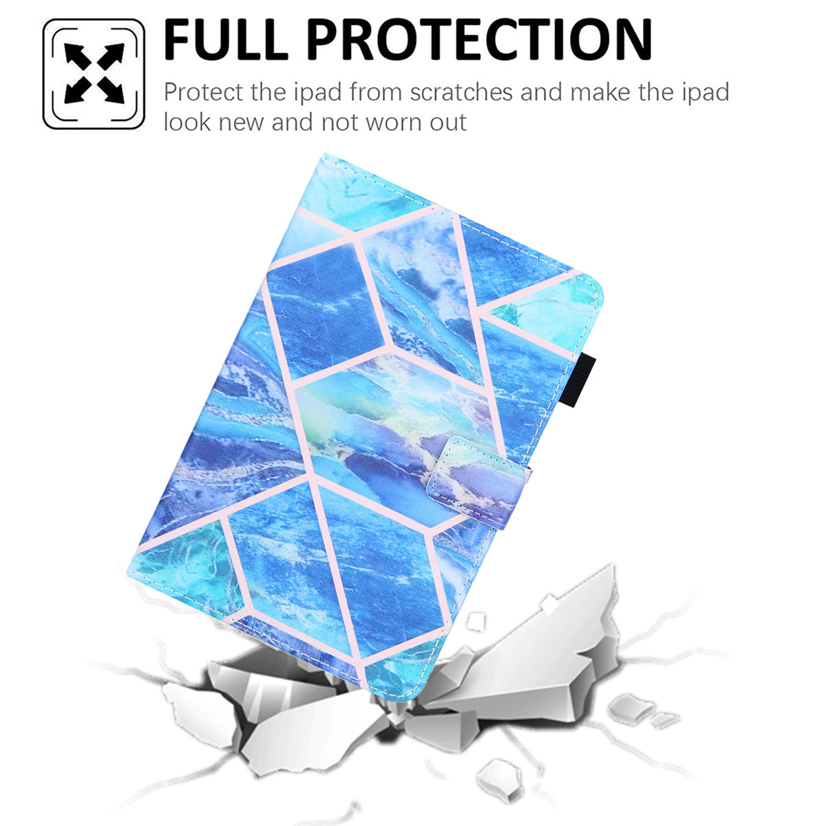 Uniqkart for Amazon Fire Max 11 Stand Tablet Leather Case Cross Texture Card Holder Pattern Printing Cover - Blue Splicing