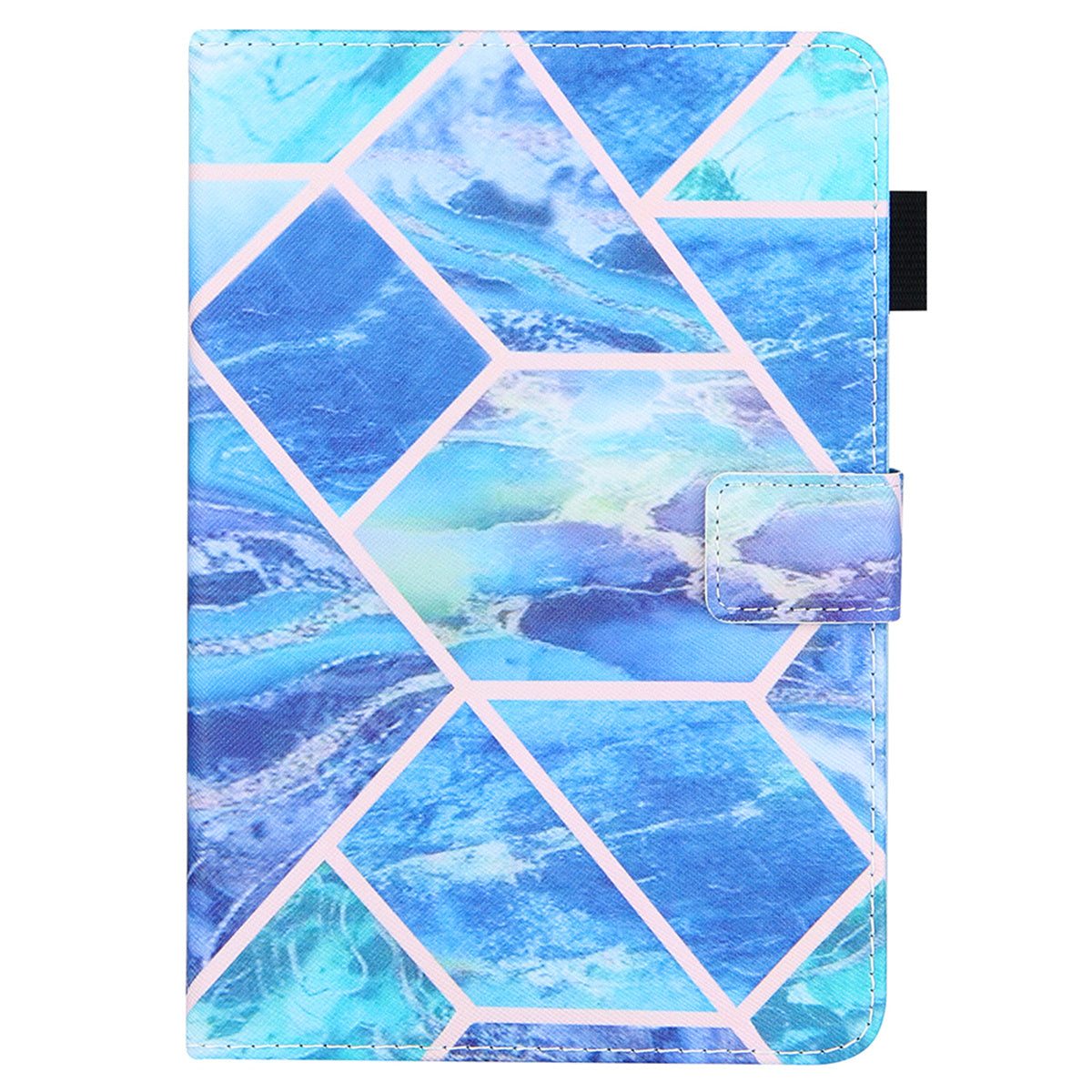 Uniqkart for Amazon Fire Max 11 Stand Tablet Leather Case Cross Texture Card Holder Pattern Printing Cover - Blue Splicing