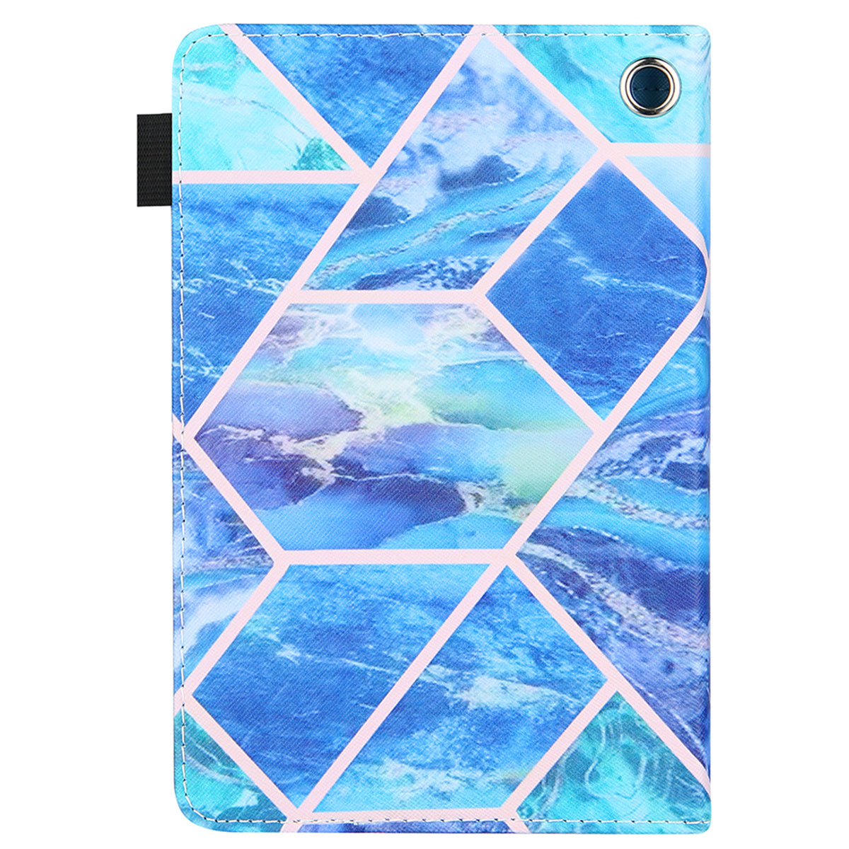 Uniqkart for Amazon Fire Max 11 Stand Tablet Leather Case Cross Texture Card Holder Pattern Printing Cover - Blue Splicing