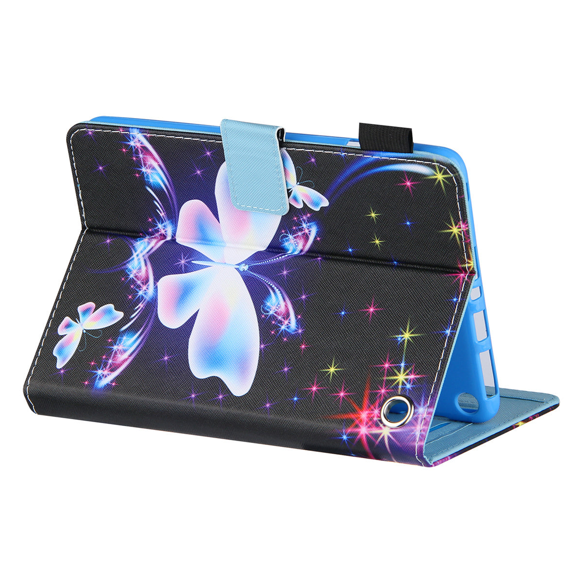 Uniqkart for Amazon Fire Max 11 Stand Tablet Leather Case Cross Texture Card Holder Pattern Printing Cover - Big Butterfly
