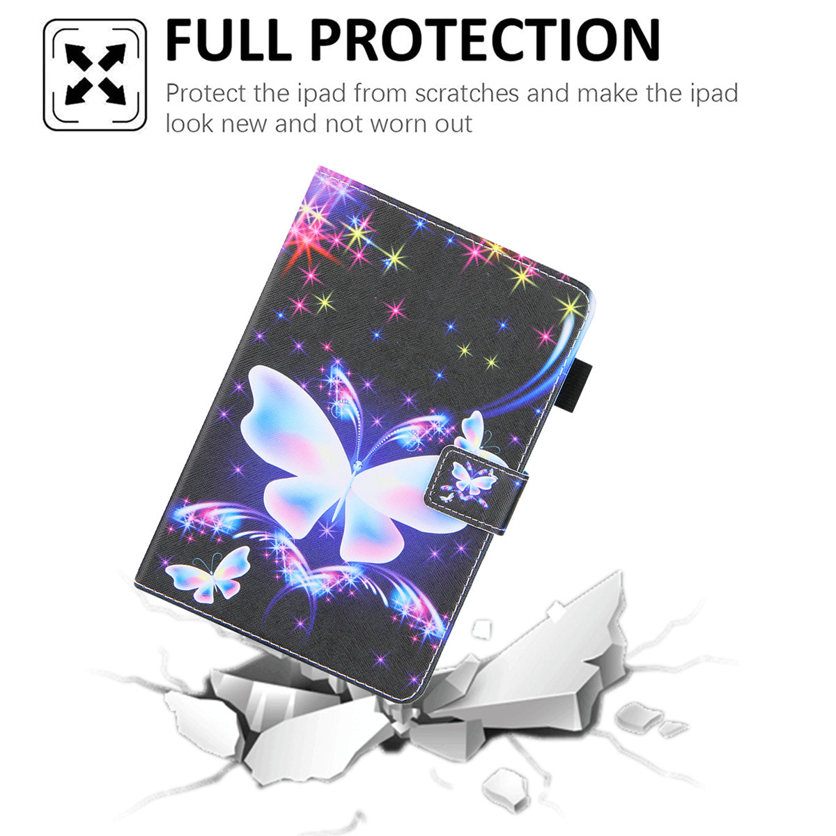 Uniqkart for Amazon Fire Max 11 Stand Tablet Leather Case Cross Texture Card Holder Pattern Printing Cover - Big Butterfly