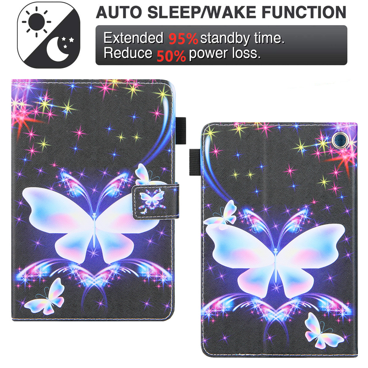 Uniqkart for Amazon Fire Max 11 Stand Tablet Leather Case Cross Texture Card Holder Pattern Printing Cover - Big Butterfly