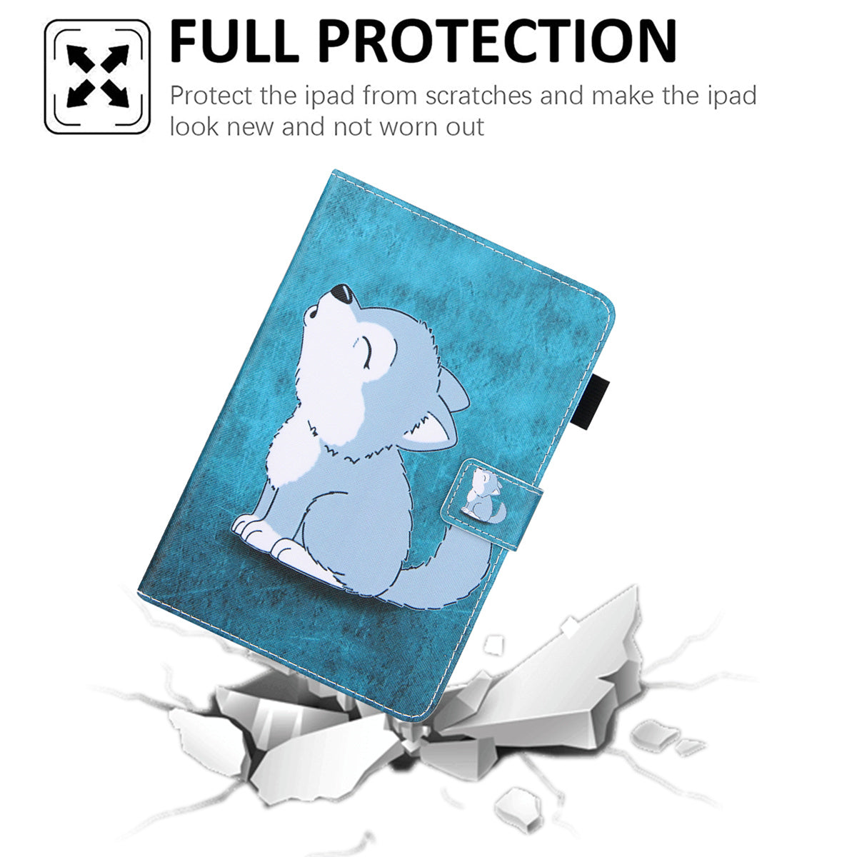 Uniqkart for Amazon Fire Max 11 Stand Tablet Leather Case Cross Texture Card Holder Pattern Printing Cover - Cute Fox