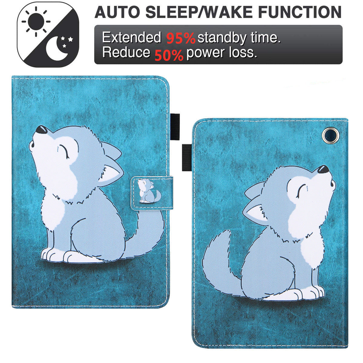 Uniqkart for Amazon Fire Max 11 Stand Tablet Leather Case Cross Texture Card Holder Pattern Printing Cover - Cute Fox