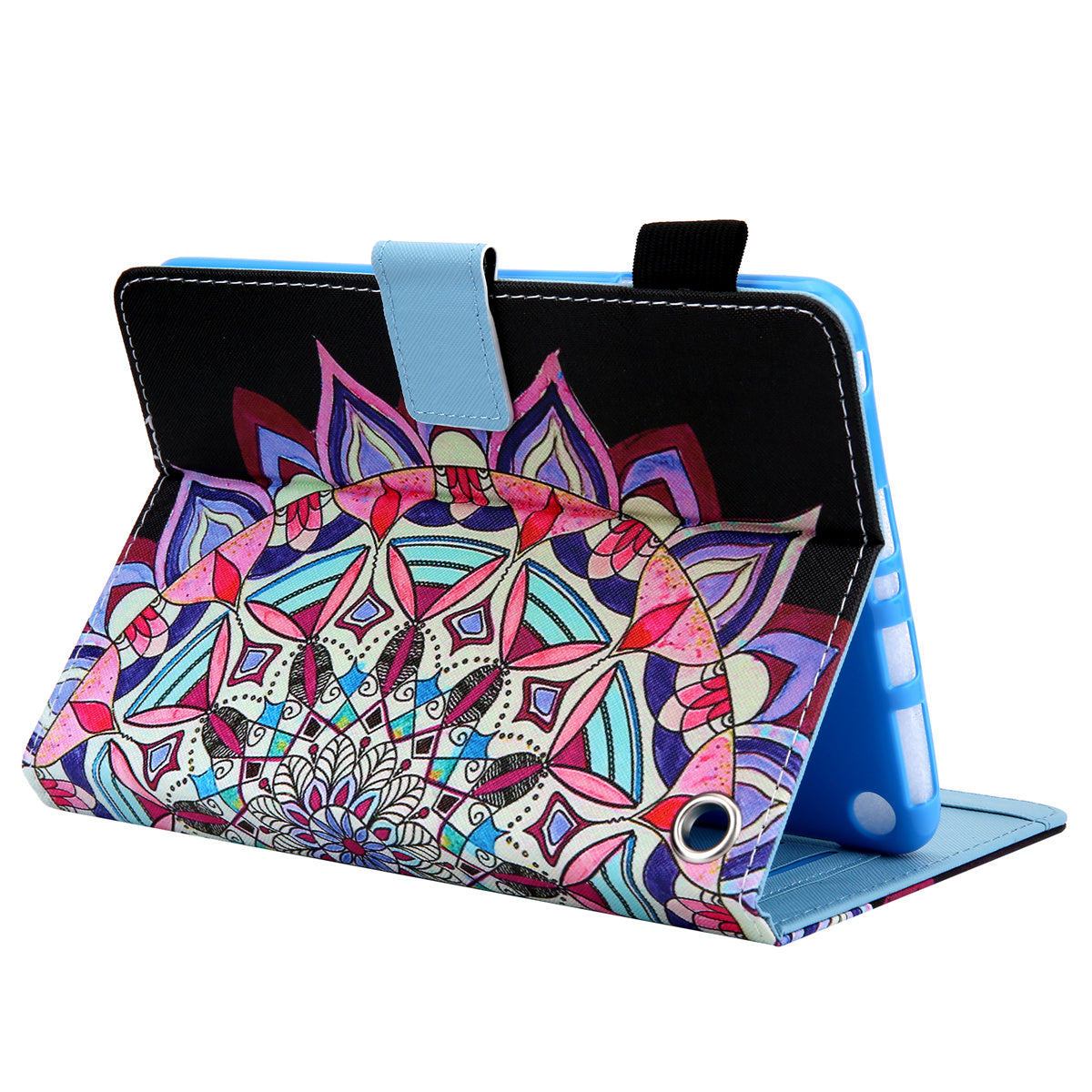 Uniqkart for Amazon Fire Max 11 Stand Tablet Leather Case Cross Texture Card Holder Pattern Printing Cover - Mandala Flower