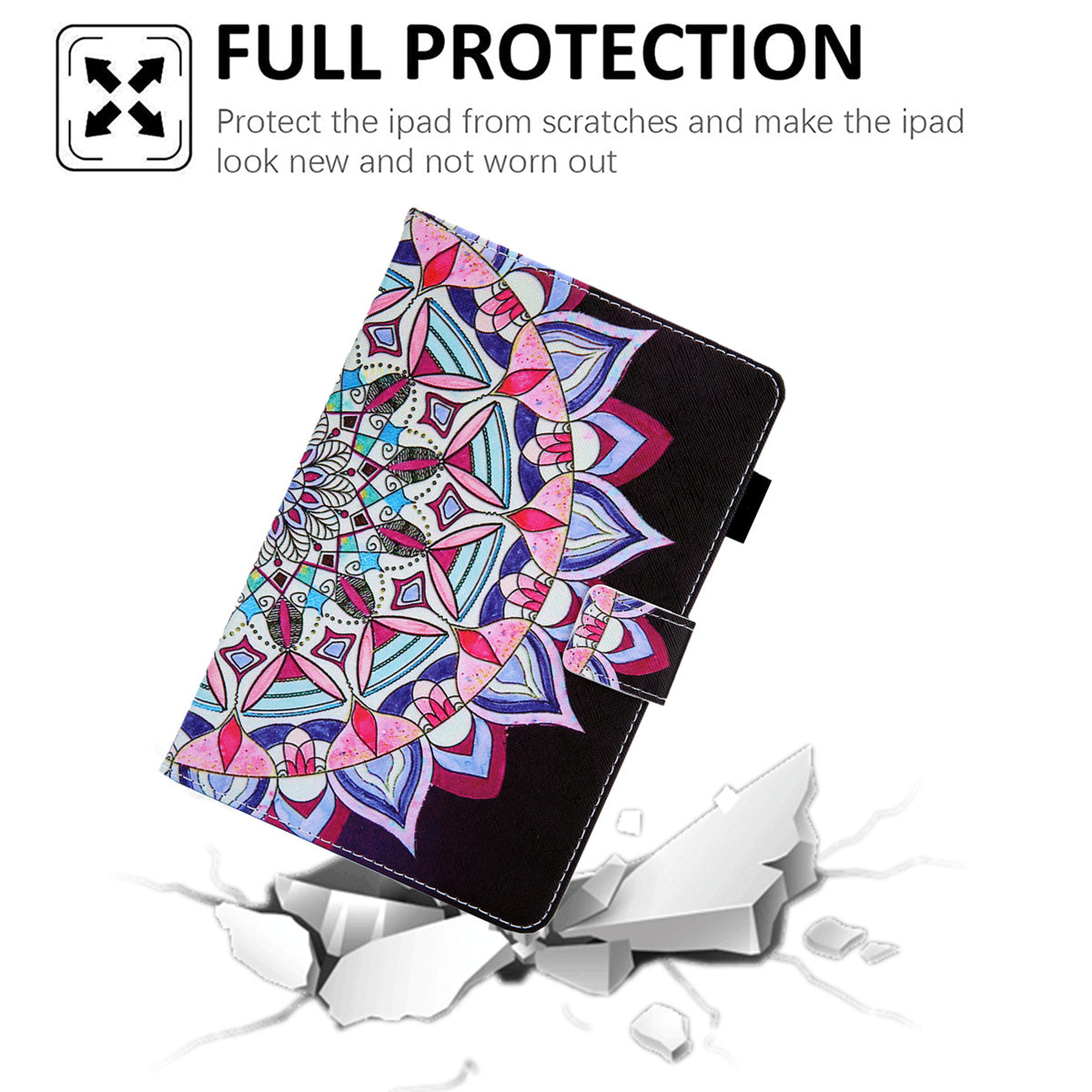 Uniqkart for Amazon Fire Max 11 Stand Tablet Leather Case Cross Texture Card Holder Pattern Printing Cover - Mandala Flower