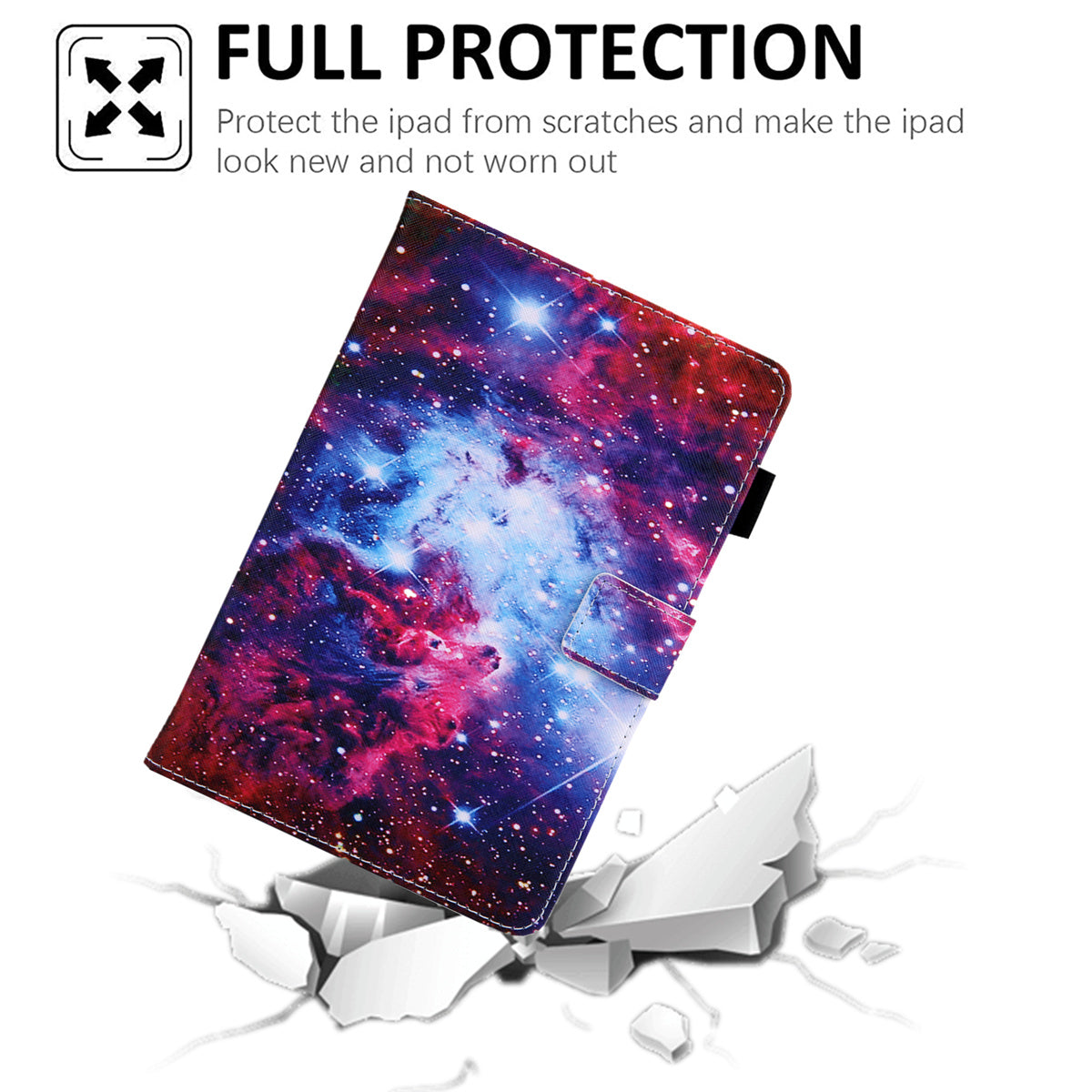 Uniqkart for Amazon Fire Max 11 Stand Tablet Leather Case Cross Texture Card Holder Pattern Printing Cover - Starry Sky