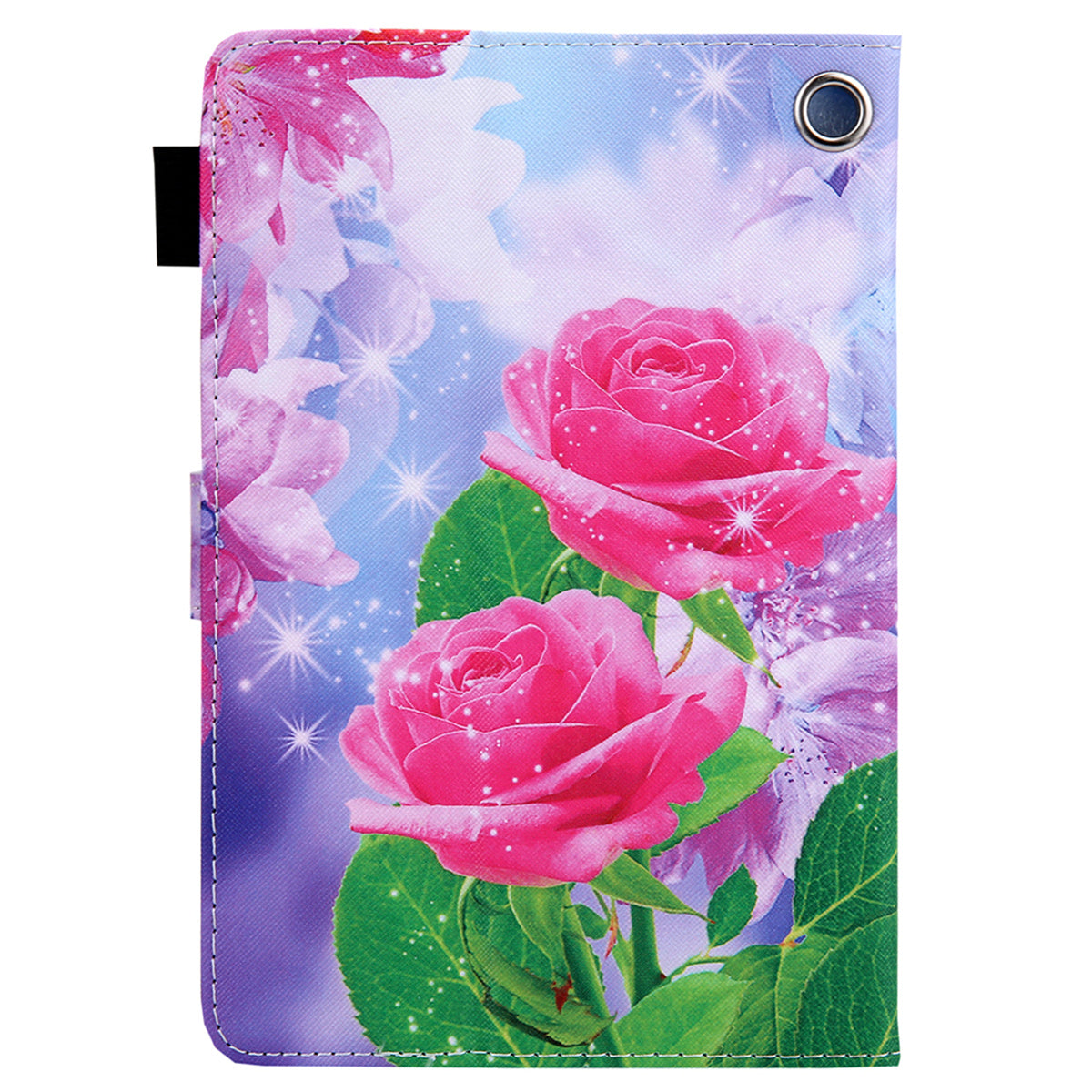 Uniqkart for Amazon Fire Max 11 Stand Tablet Leather Case Cross Texture Card Holder Pattern Printing Cover - Red Rose