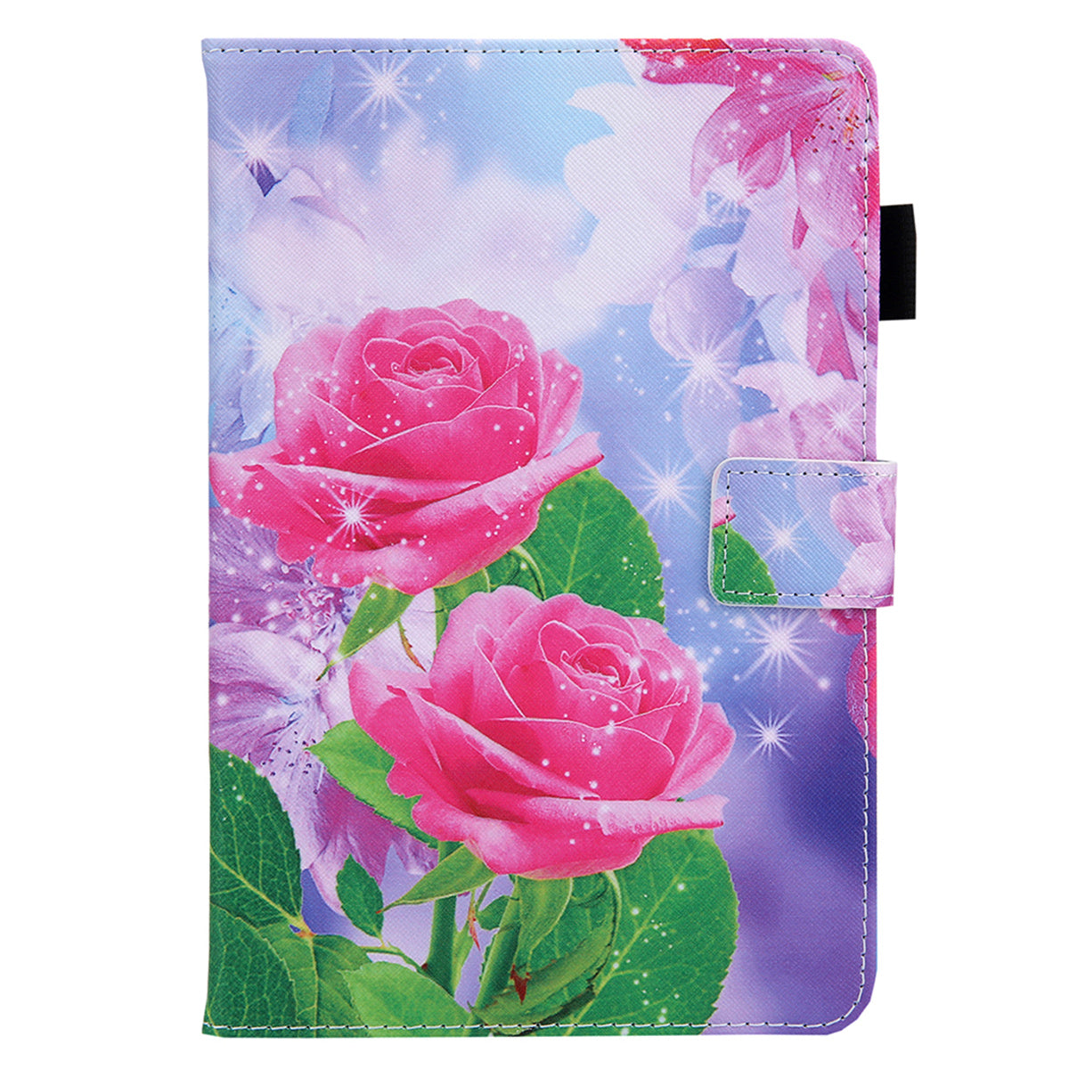 Uniqkart for Amazon Fire Max 11 Stand Tablet Leather Case Cross Texture Card Holder Pattern Printing Cover - Red Rose