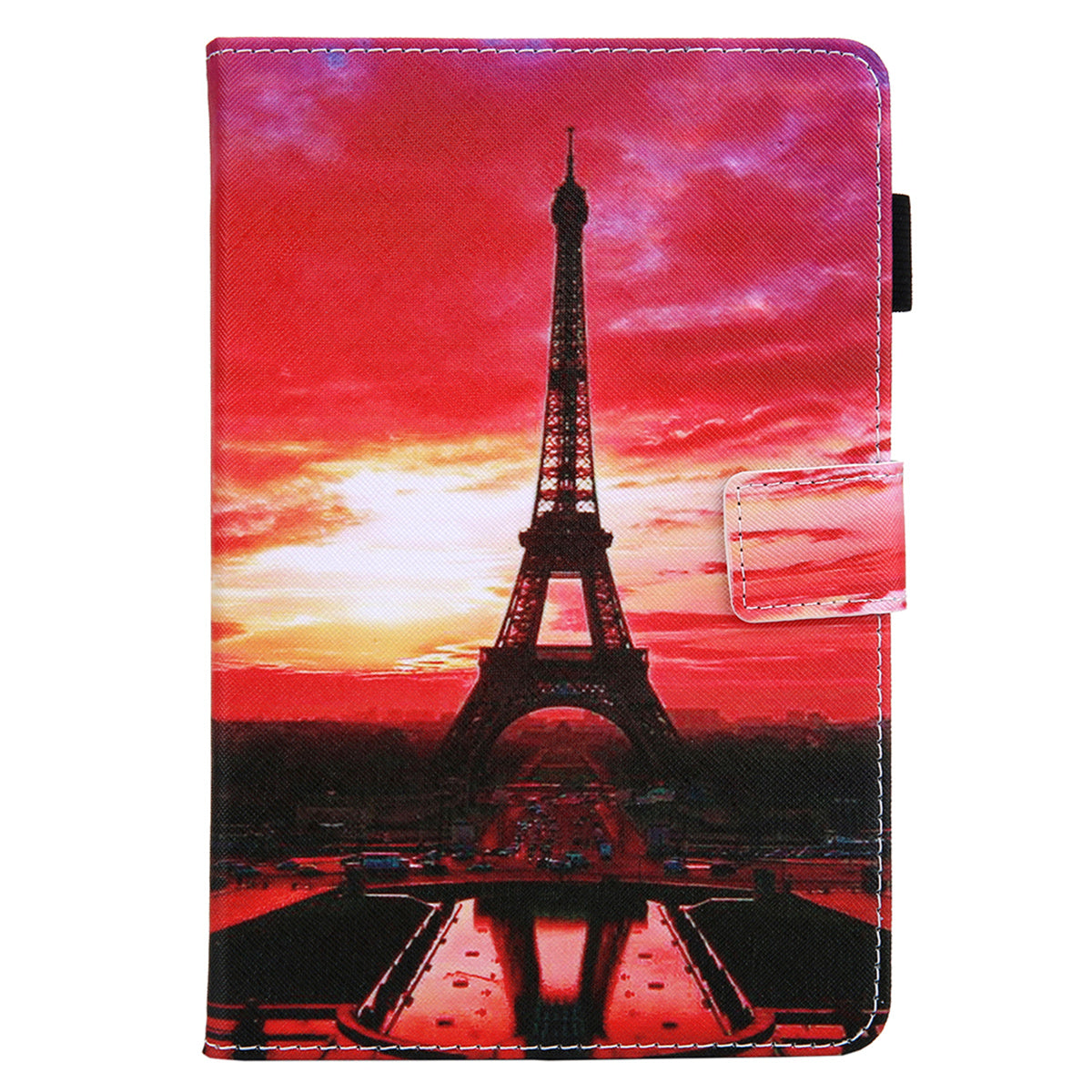 Uniqkart for Amazon Fire Max 11 Stand Tablet Leather Case Cross Texture Card Holder Pattern Printing Cover - Dusk / Tower