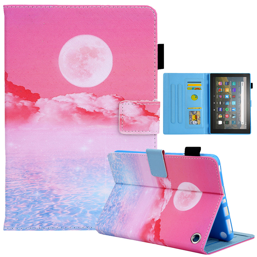 Uniqkart for Amazon Fire Max 11 Stand Tablet Leather Case Cross Texture Card Holder Pattern Printing Cover - Sunrise