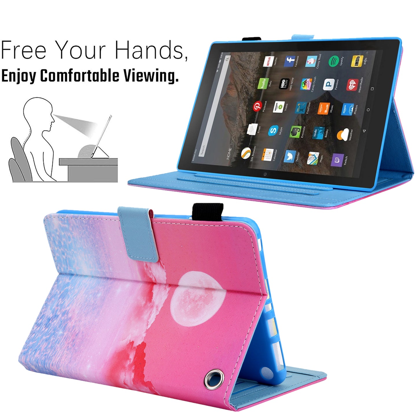 Uniqkart for Amazon Fire Max 11 Stand Tablet Leather Case Cross Texture Card Holder Pattern Printing Cover - Sunrise