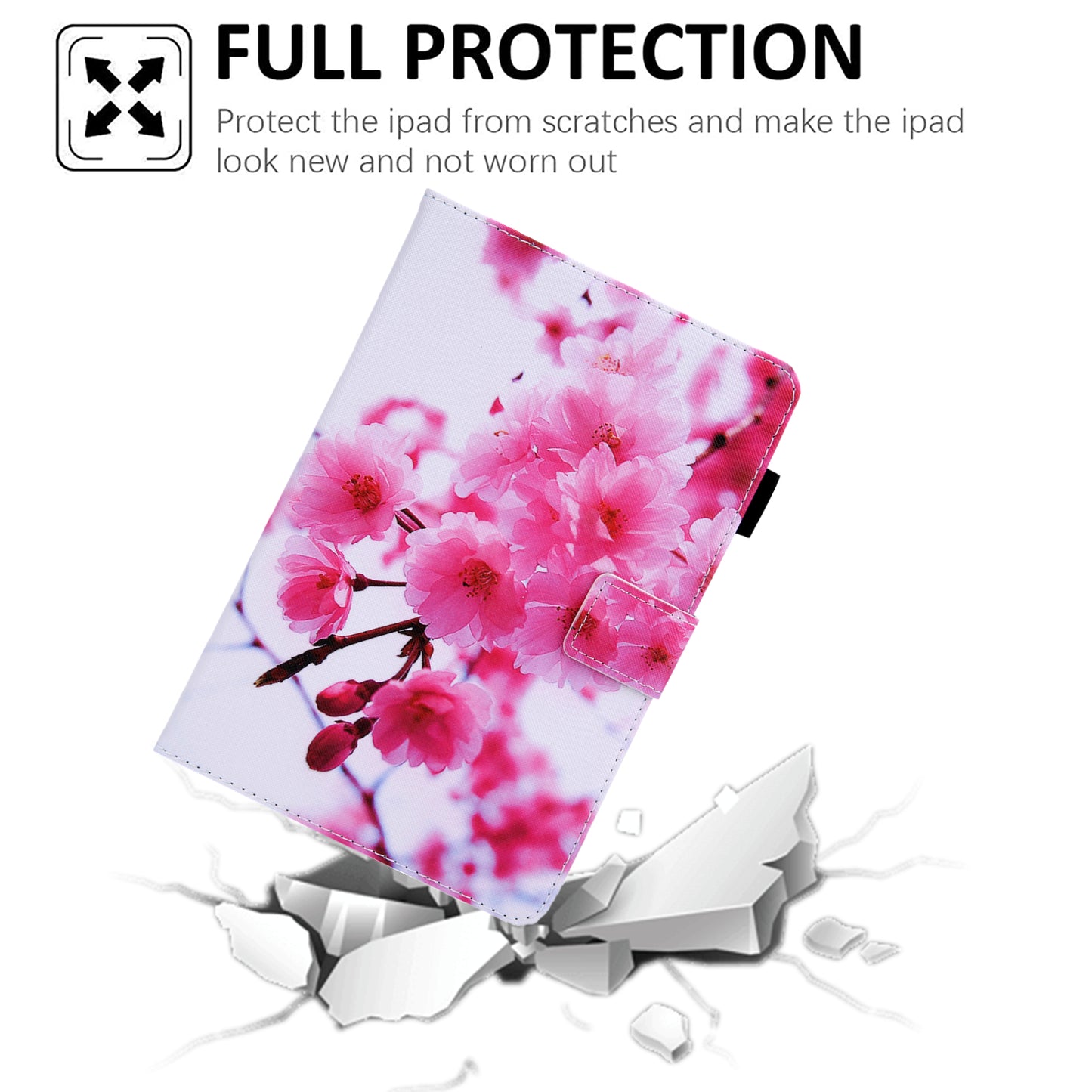 Uniqkart for Amazon Fire Max 11 Stand Tablet Leather Case Cross Texture Card Holder Pattern Printing Cover - Sakura