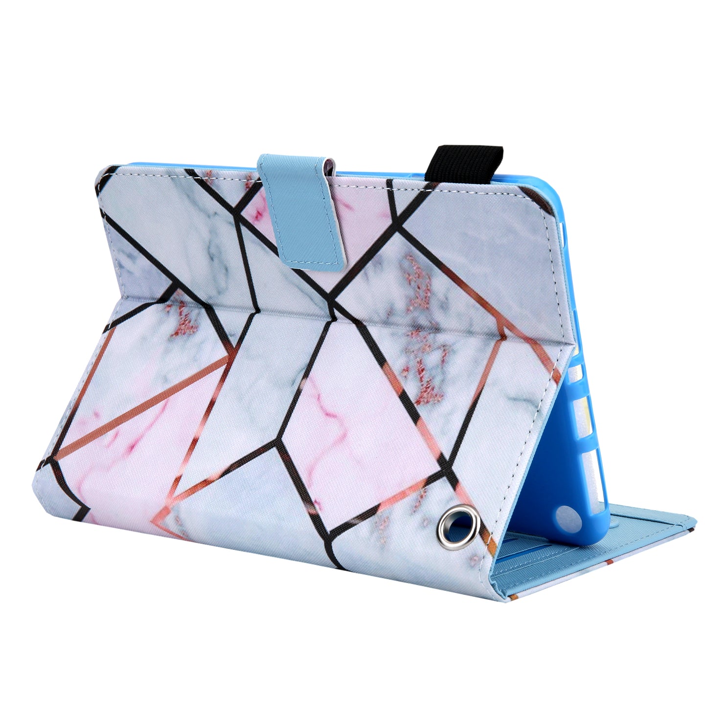 Uniqkart for Amazon Fire Max 11 Stand Tablet Leather Case Cross Texture Card Holder Pattern Printing Cover - Splicing