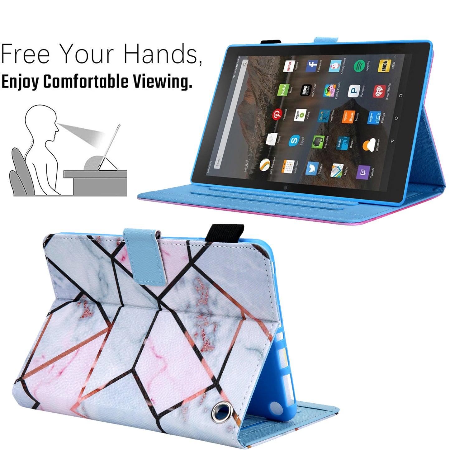 Uniqkart for Amazon Fire Max 11 Stand Tablet Leather Case Cross Texture Card Holder Pattern Printing Cover - Splicing