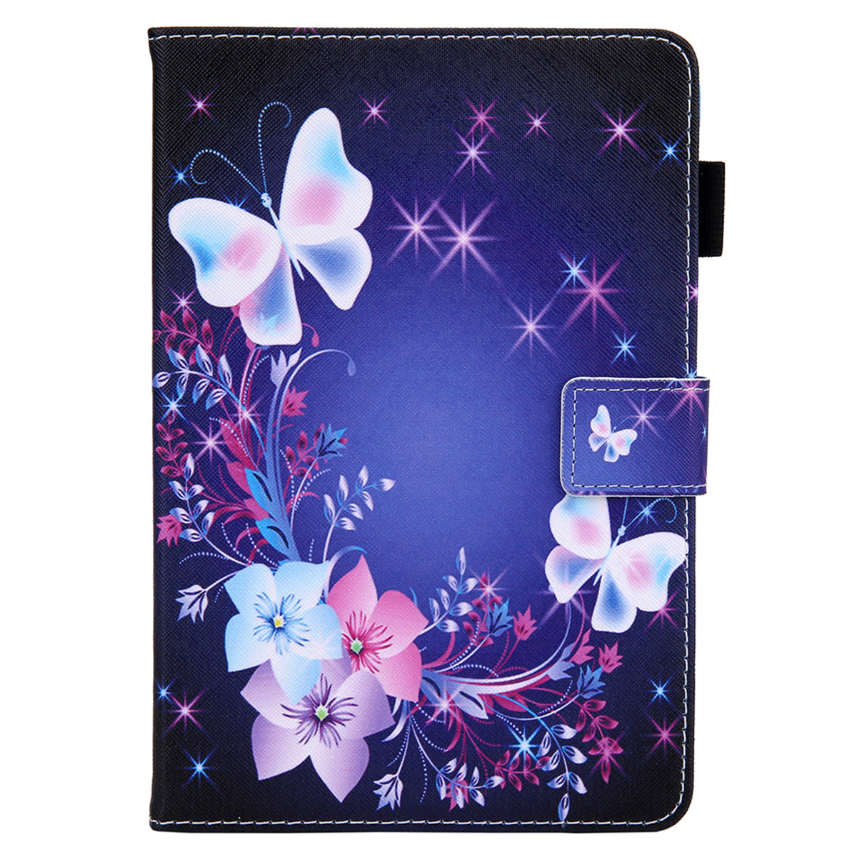 Uniqkart for Amazon Fire Max 11 Stand Tablet Leather Case Cross Texture Card Holder Pattern Printing Cover - Sparkling Butterfly