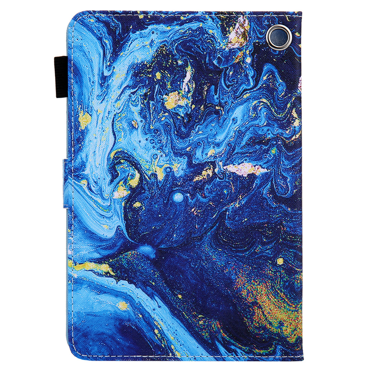 Uniqkart for Amazon Fire Max 11 Stand Tablet Leather Case Cross Texture Card Holder Pattern Printing Cover - Blue Gold Wave