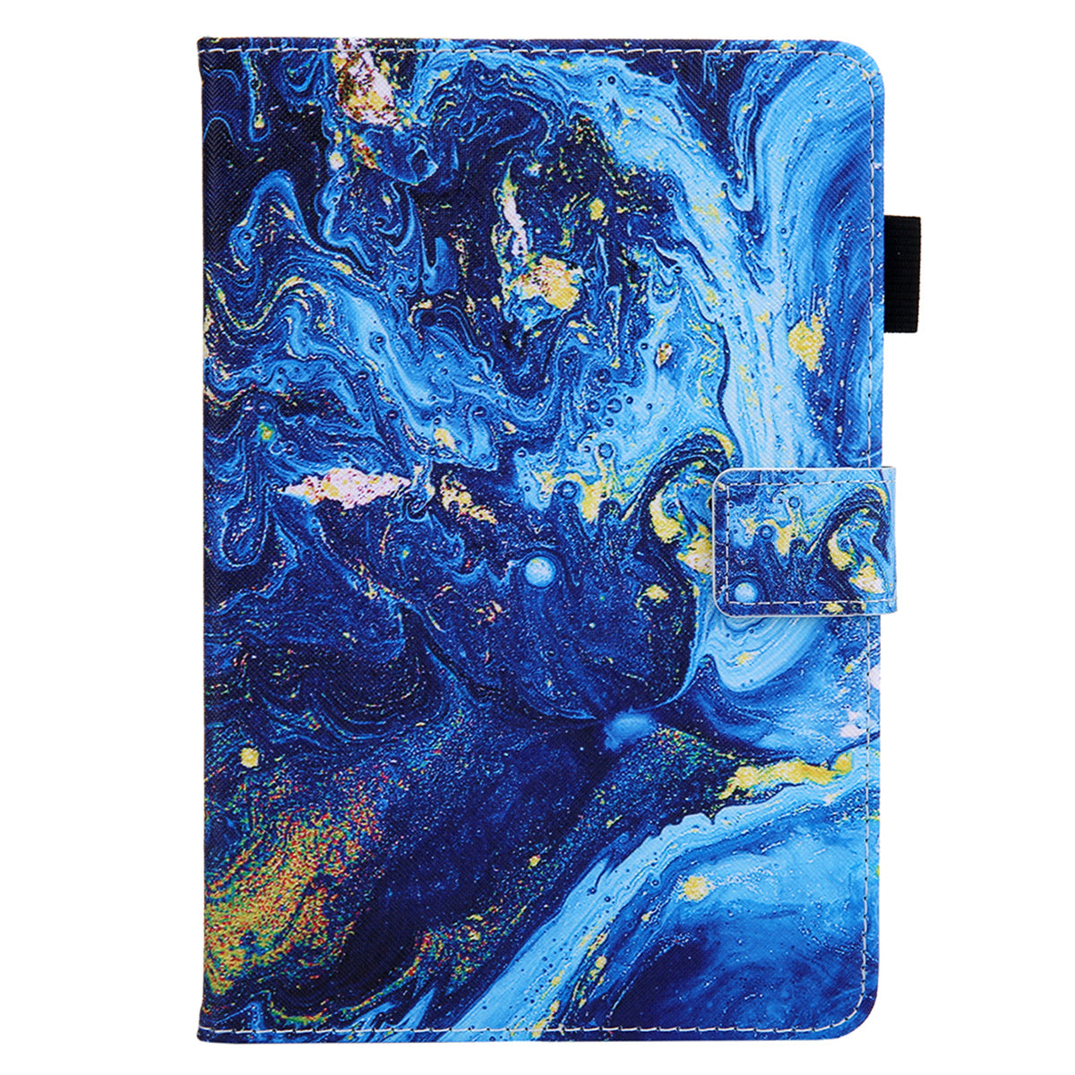 Uniqkart for Amazon Fire Max 11 Stand Tablet Leather Case Cross Texture Card Holder Pattern Printing Cover - Blue Gold Wave