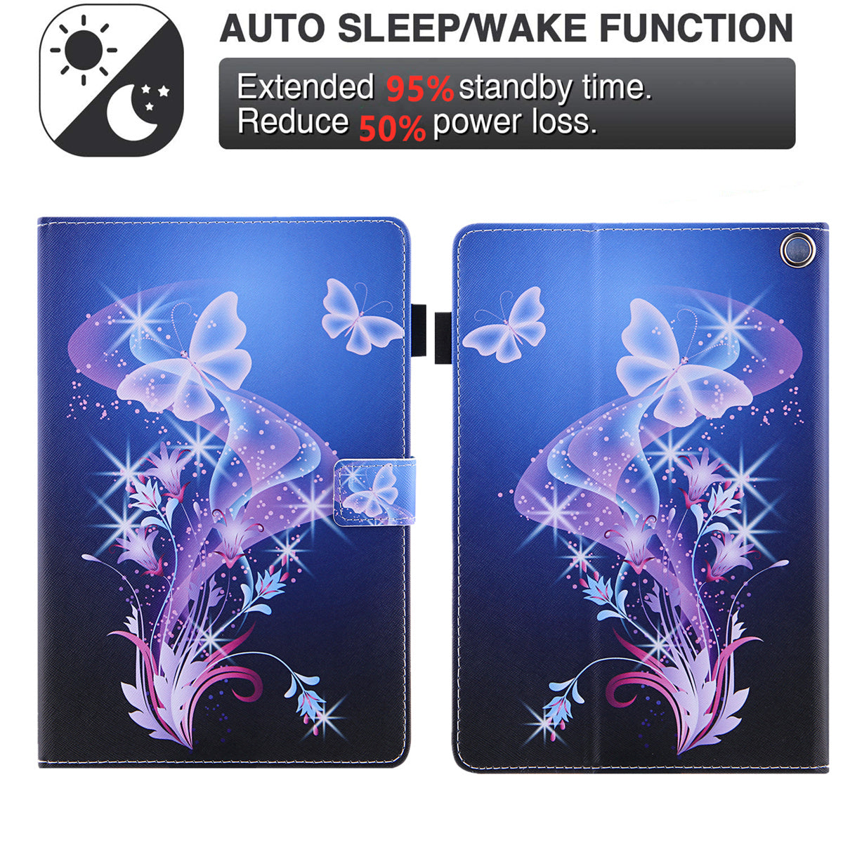 Pattern Printing Card Slot Tablet Case for Amazon Fire Max 11 PU Leather Folio Flip Cover with Stand - Fantasy Butterfly