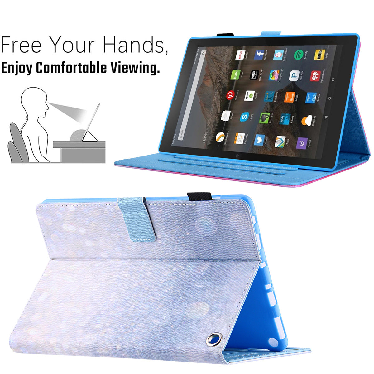 Pattern Printing Card Slot Tablet Case for Amazon Fire Max 11 PU Leather Folio Flip Cover with Stand - Glitter Sand