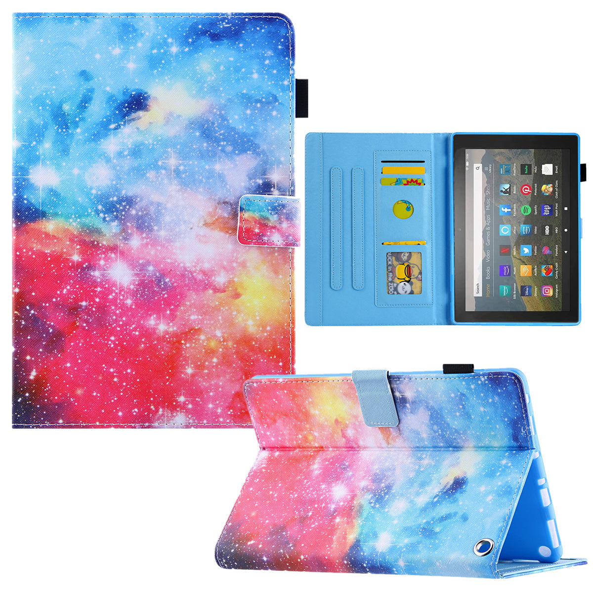 Pattern Printing Card Slot Tablet Case for Amazon Fire Max 11 PU Leather Folio Flip Cover with Stand - Beautiful Night Sky